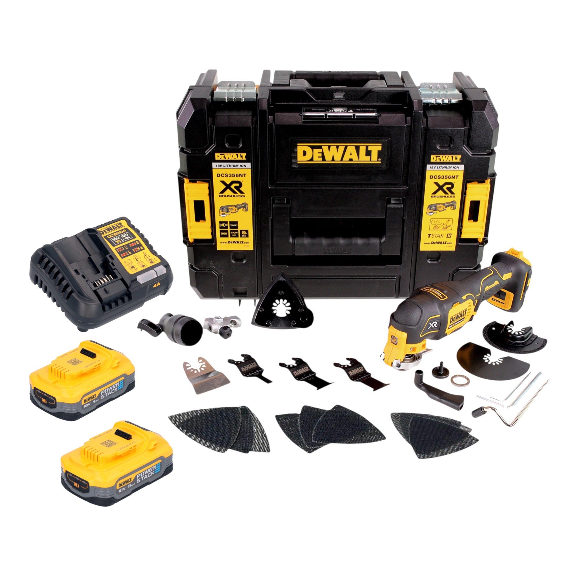 DeWalt Akku-Multifunktionswerkzeug DCS 356 H2T Akku Multitool 18 V Brushless + 2x Powerstack Akku 5,0 Ah