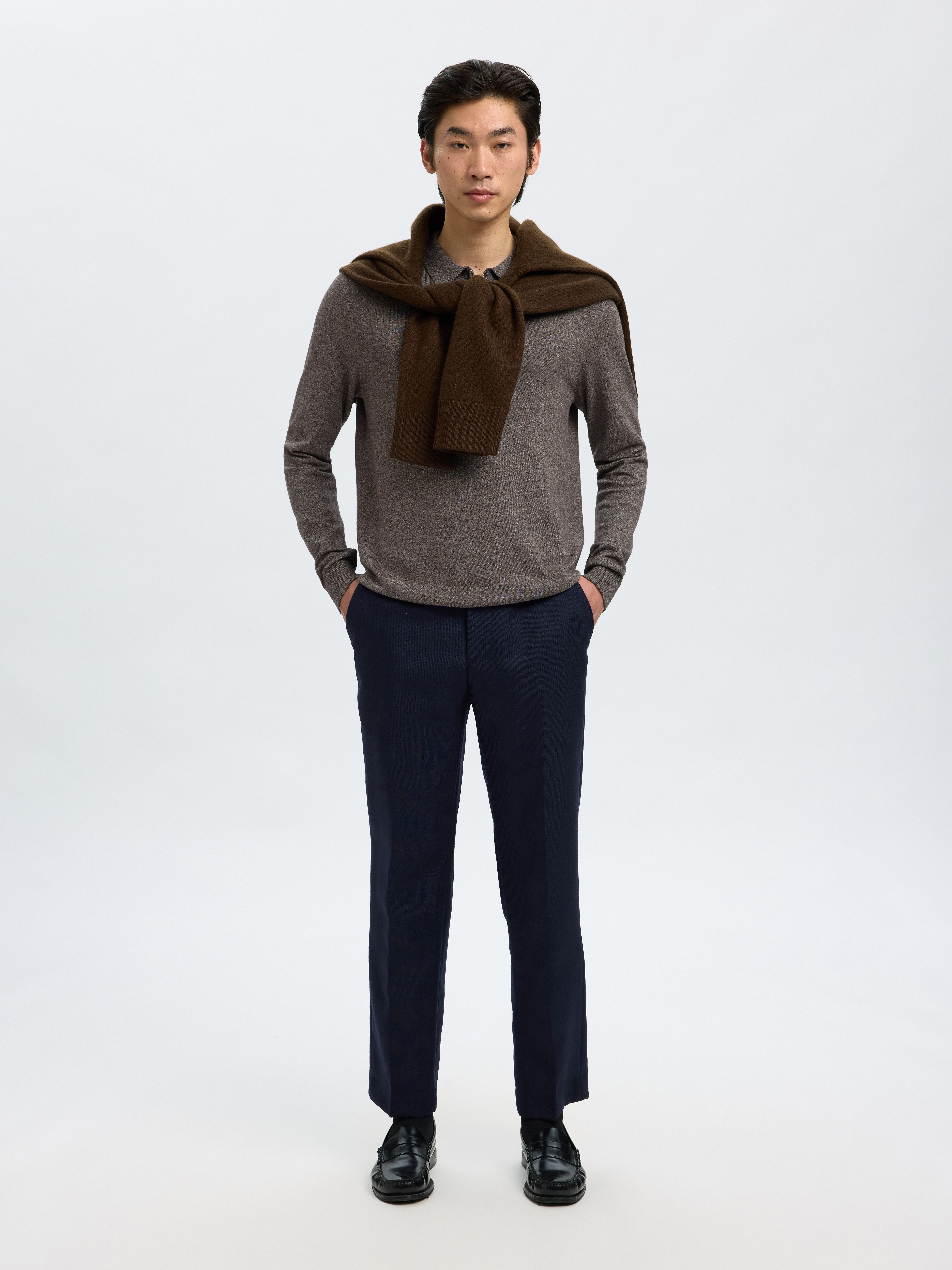 Selected Polokragenpullover SLHBERG LS HALF ZIP POLO NOOS