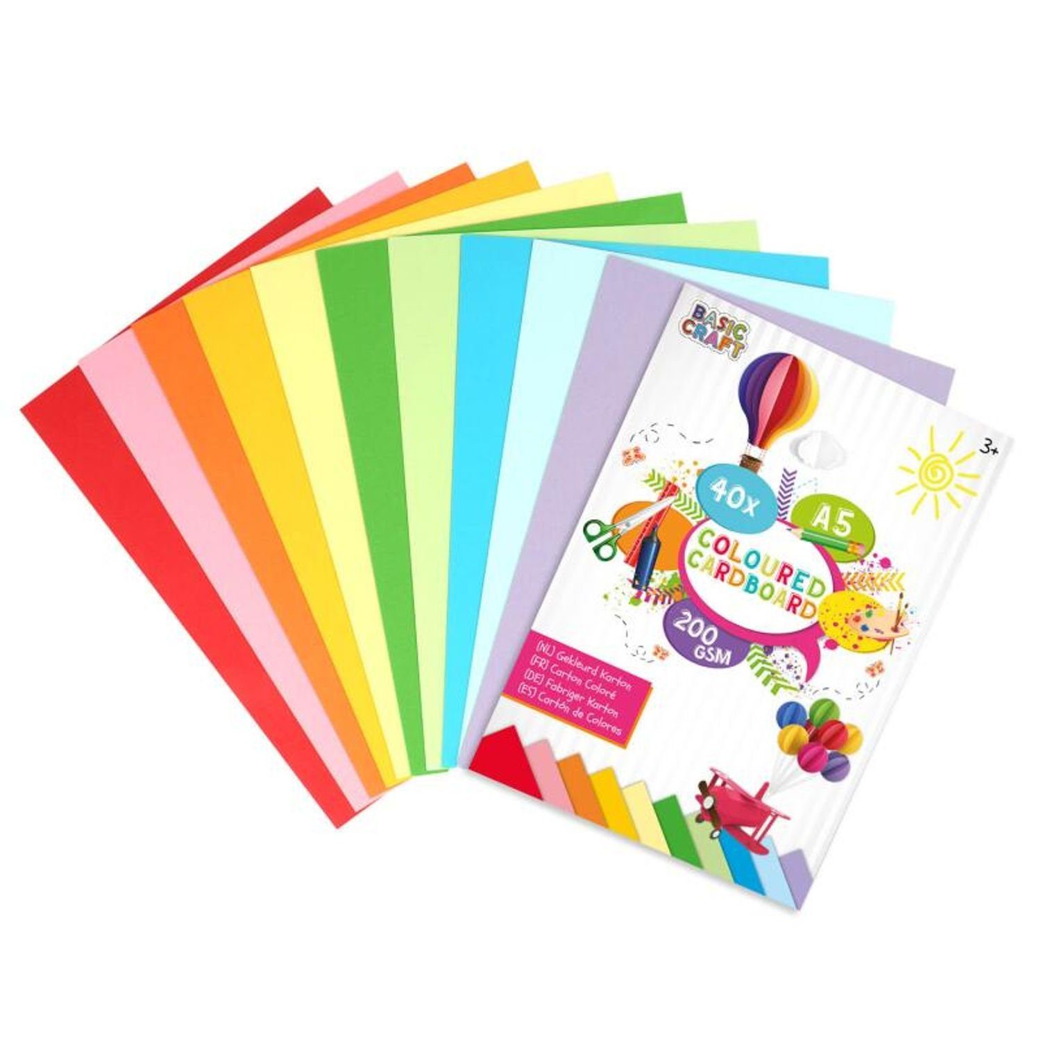 Craft Sensations Briefpapier 12x 40 Blatt A5 Bastelkarton 200g/m² dickes Papier Großpackung 480 Bla