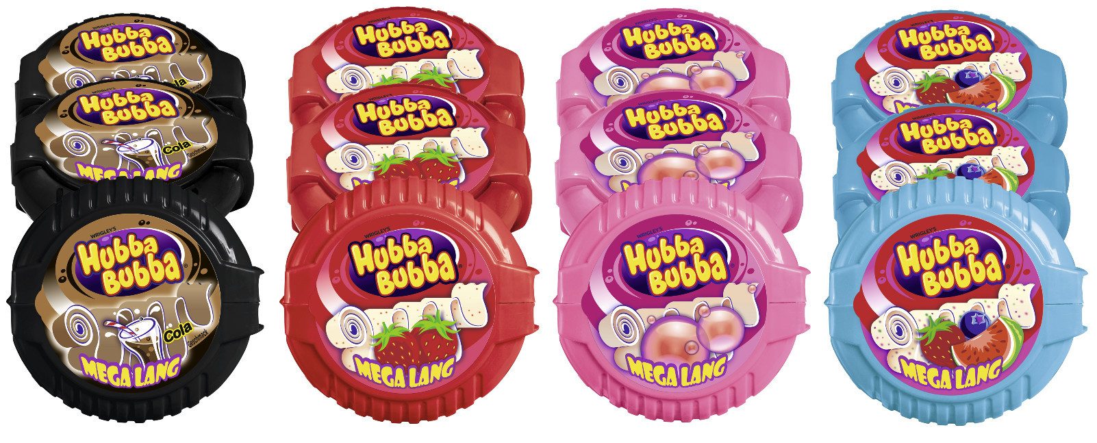 Mars Süßigkeit Hubba Bubba Rollen Mix Cola, Erdbeere, Fancy Fruit, Triple, 12 Rollen