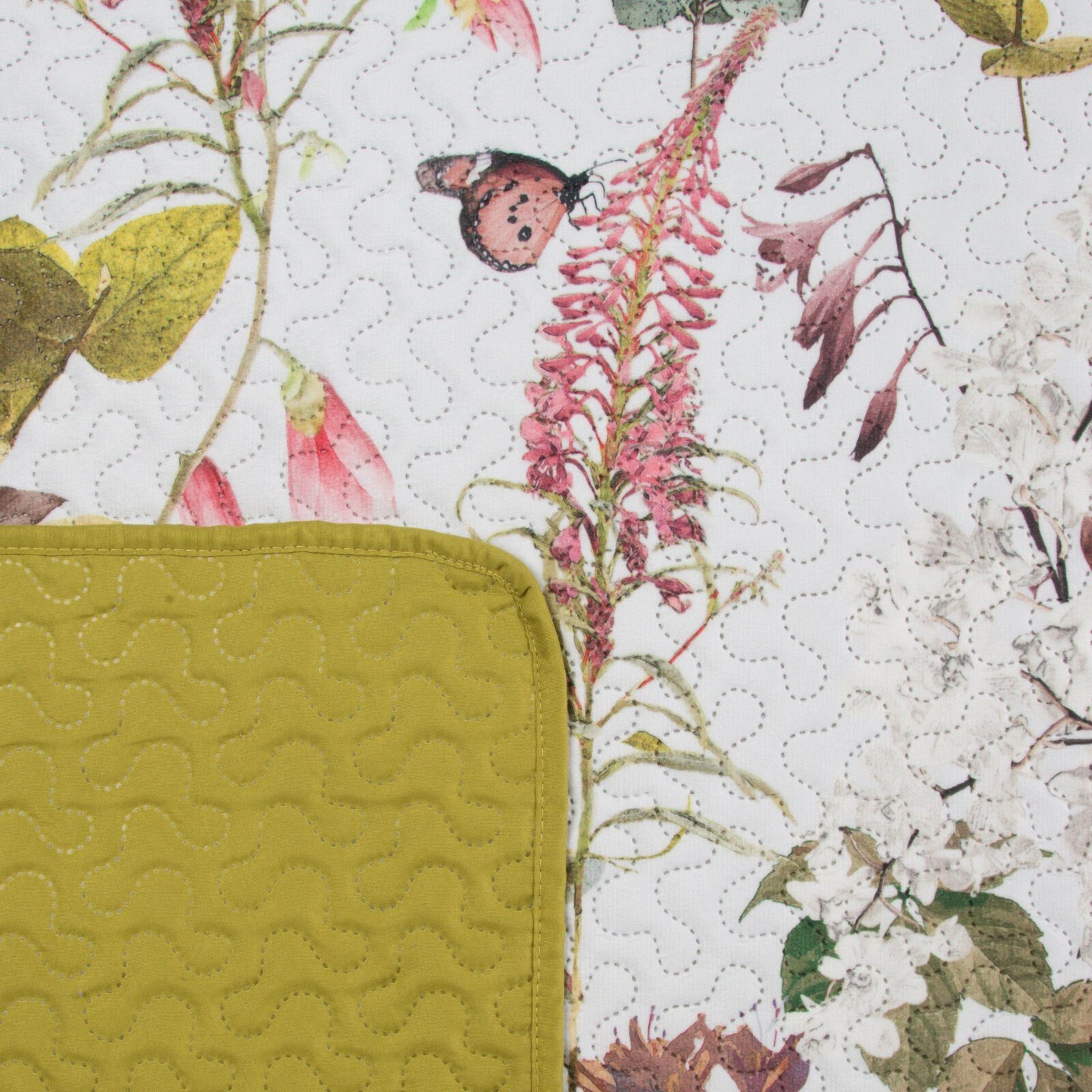 Design91 Tagesdecke Tropical, Palmen Muster Grüne Blätter Papagei Dschungel günstig online kaufen