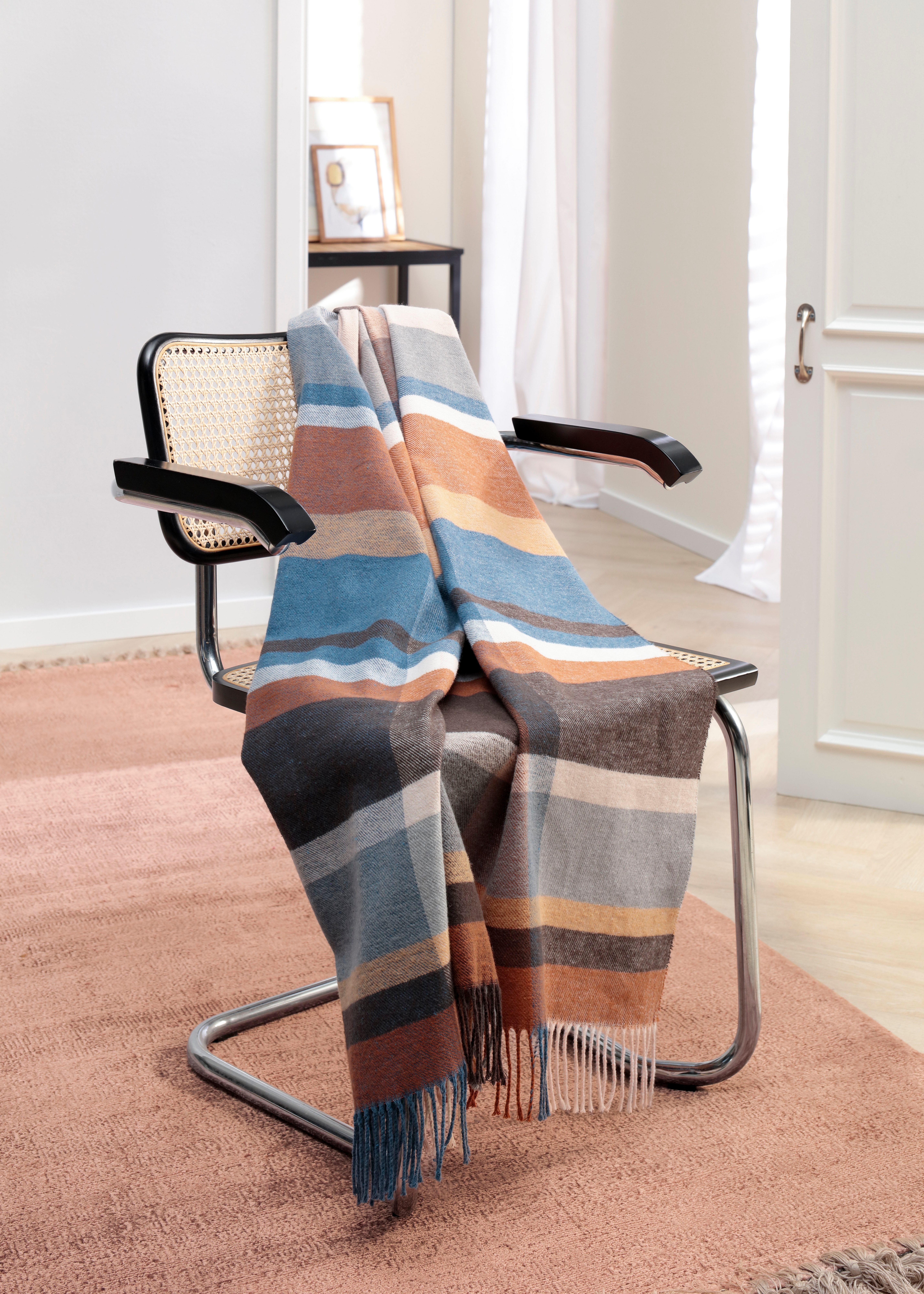 Plaid Harmony, Biederlack, im modernen Karo-Look, mit Fransen