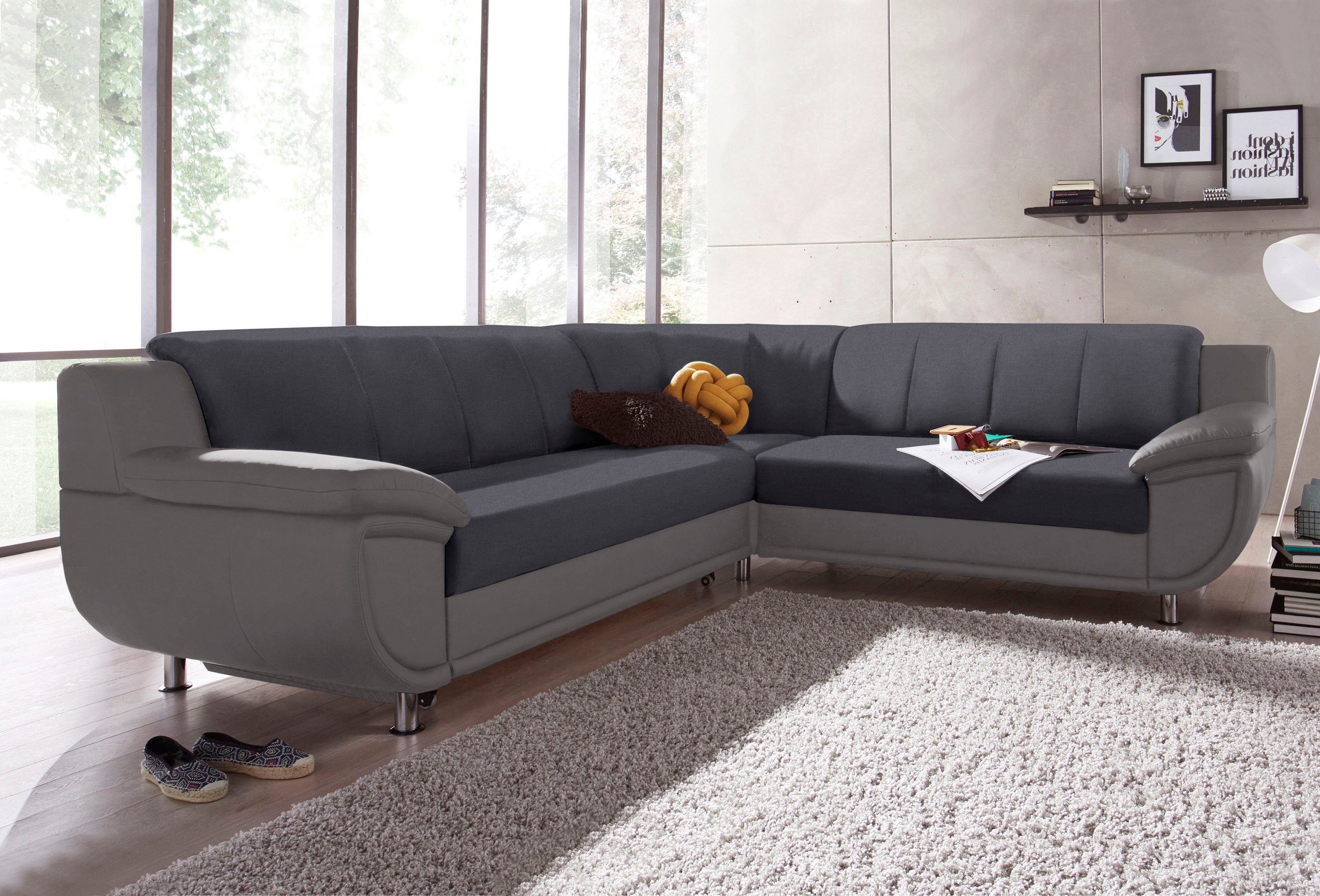TRENDMANUFAKTUR Ecksofa Rondo 3, zeitlos und modern, im Materialmix, L-Form, wahlweise Federkern für hohen Sitzkomfort, wahlweise Bettfunktion