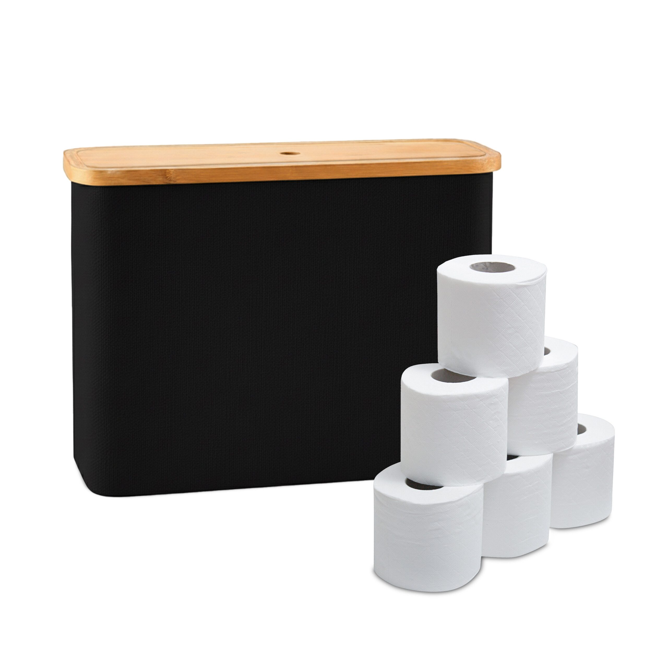 relaxdays Toiletten-Ersatzrollenhalter Toilettenpapier Aufbewahrung 12 Rollen (1-St), schwarz