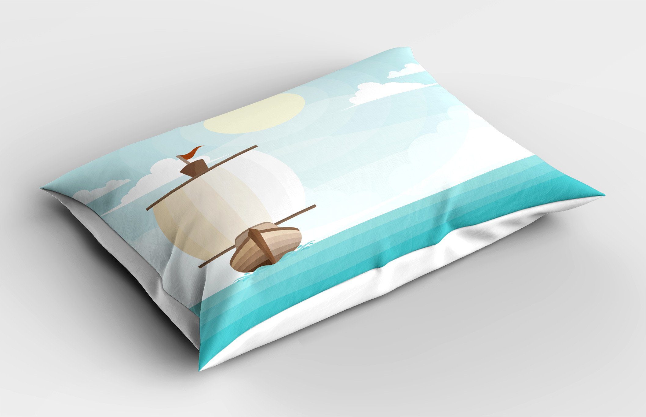 Dekorativer Wasser Queen (1 Ozean blau Size Kopfkissenbezug, Abakuhaus Gedruckter Segelboot Kissenbezüge im Stück),