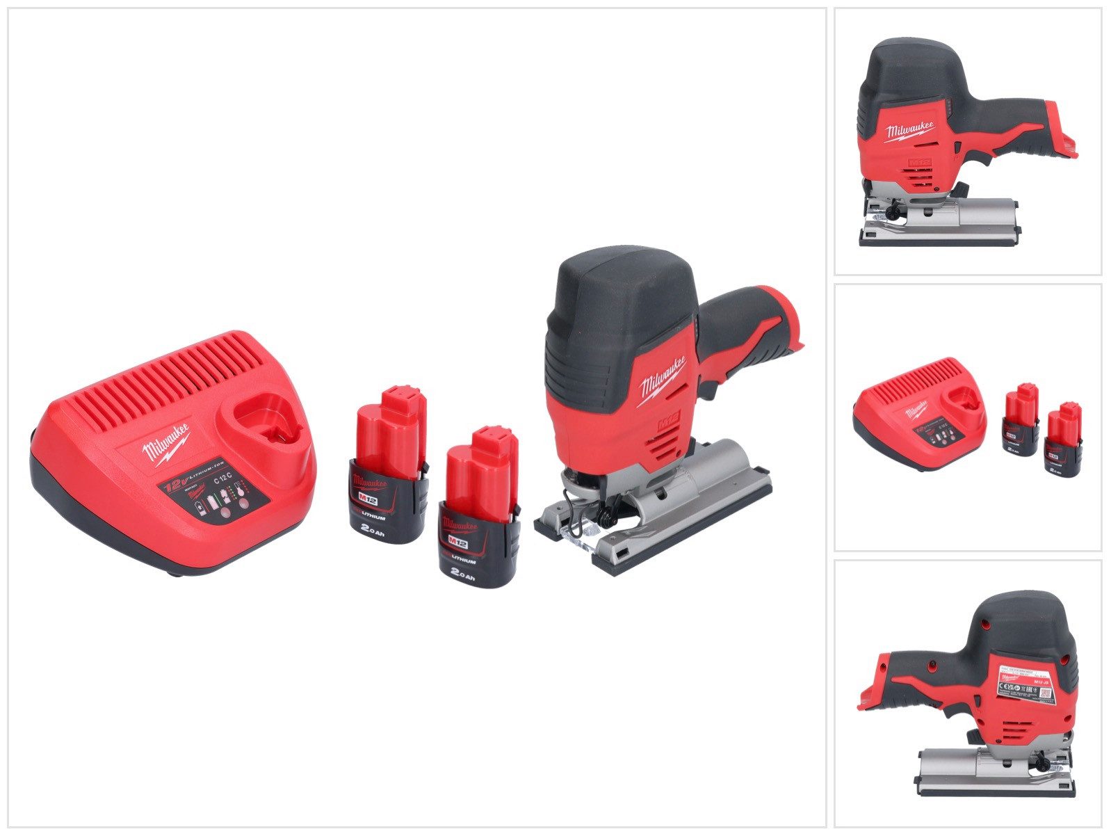 Milwaukee Kompakt-Handkreissäge M12 JS-202 Akku Stichsäge 12 V + 2x Akku 2,0 Ah + Ladegerät