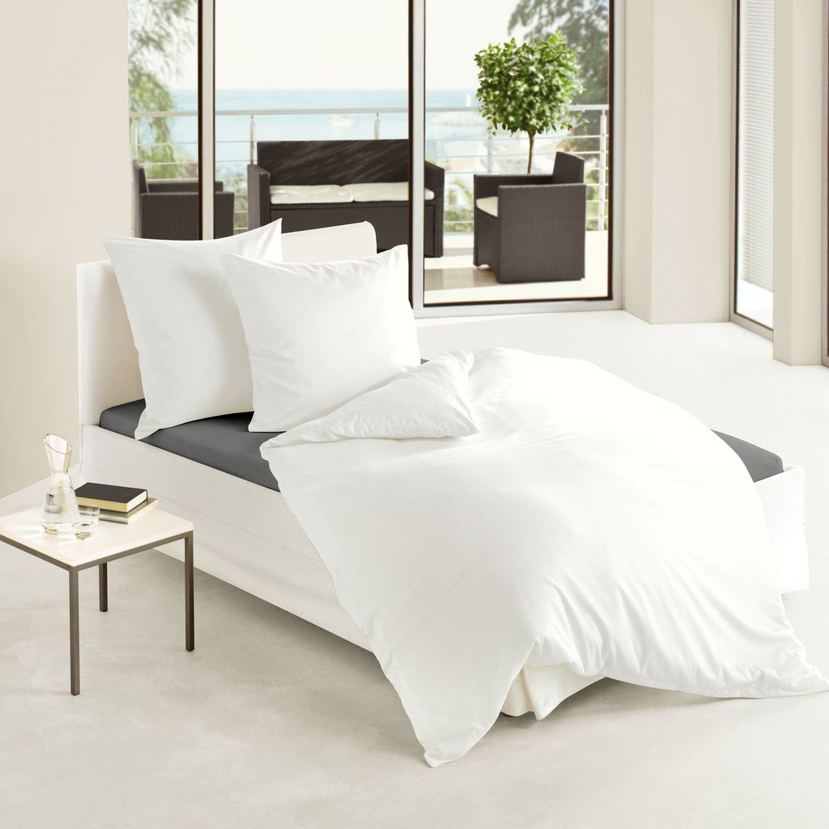 JACK Bettwäsche JACK by Bierbaum Uni Fein Biber Bettwäsche einfarbig Weiß B günstig online kaufen