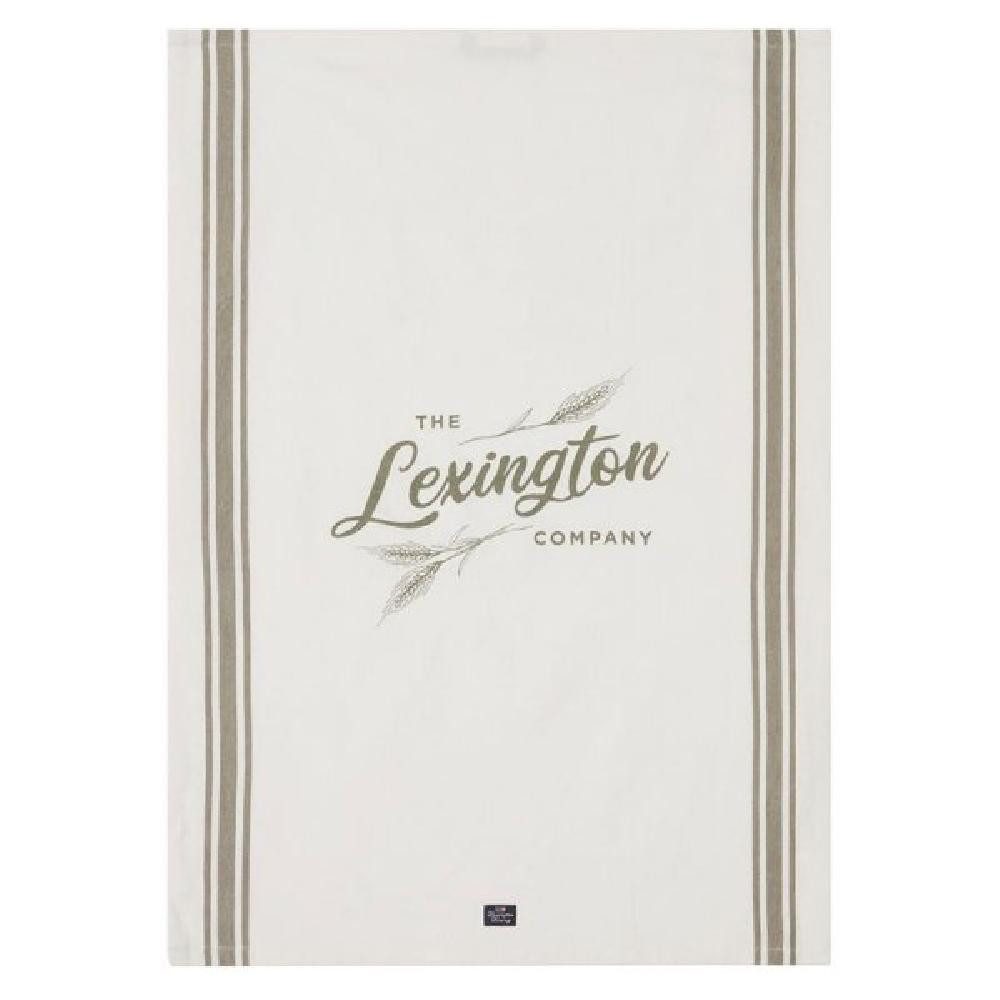 Lexington Geschirrtuch LEXINGTON Geschirrtuch Organic Cotton Kitchen Towel Weiß Olive (50x70)