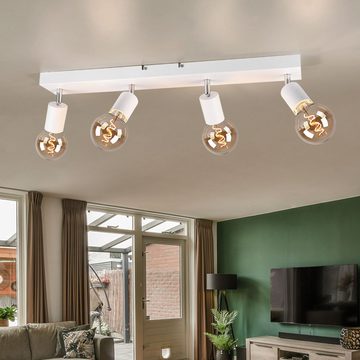 etc-shop LED Deckenleuchte, Leuchtmittel nicht inklusive, Deckenlampe Deckenleuchte Spotleuchte 4 flammig Spots beweglich weiß