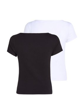 Tommy Jeans T-Shirt TJW 2PACK HENLEY SS RIB TEE (Packung, 2er-Pack) mit Tommy Jeans Markenlabel