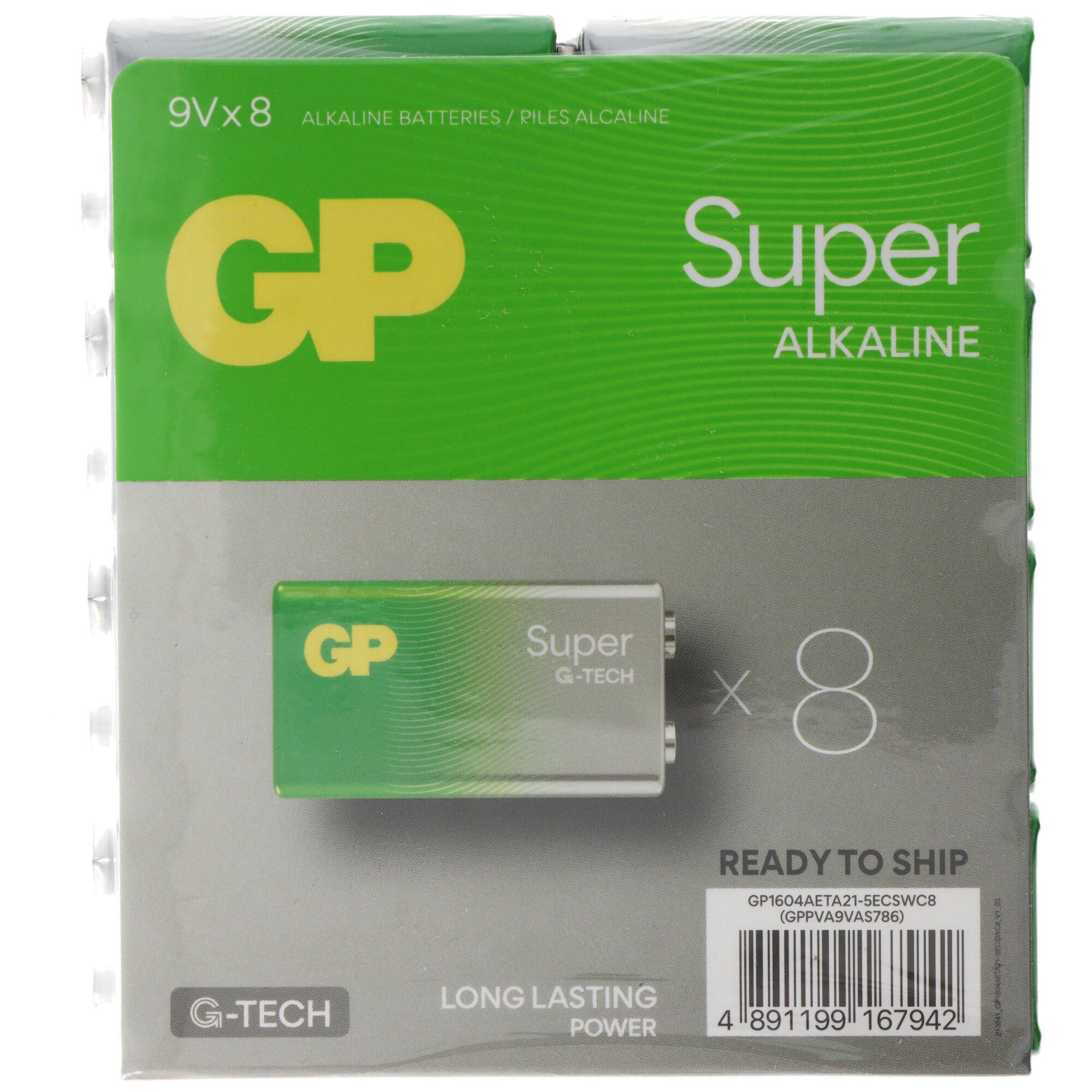 9V Batterie GP Alkaline Super 9V 8 Stück E-Block 6F22 9 Volt Batterie