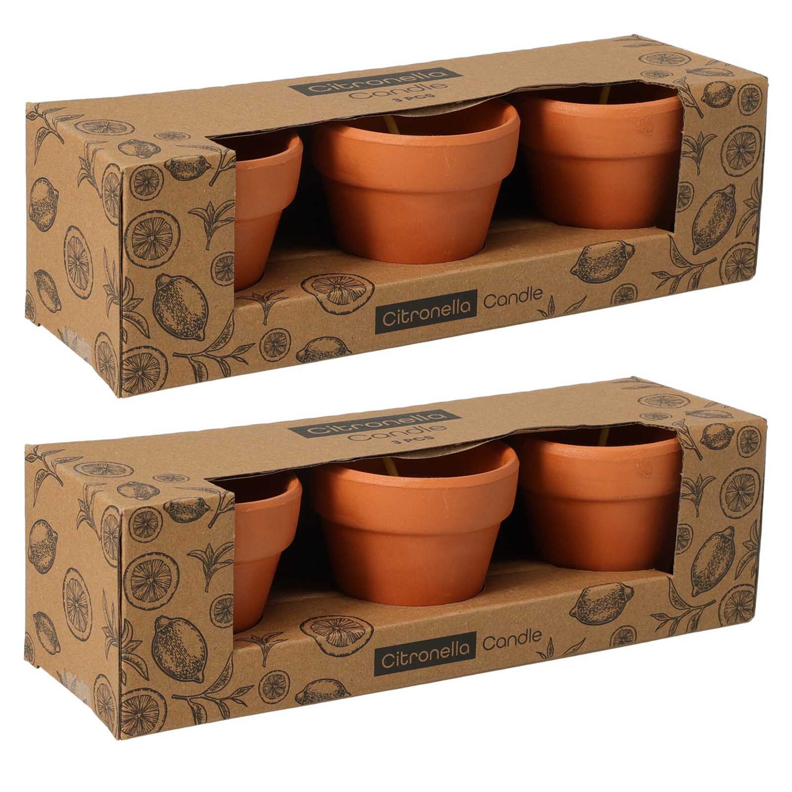 HAC24 Duftkerze Citronella Kerze im Terrakotta Topf 7x7 cm Mückenschutz Insektenschutz (Set, 6-tlg), Brenndauer je 6 Stunden