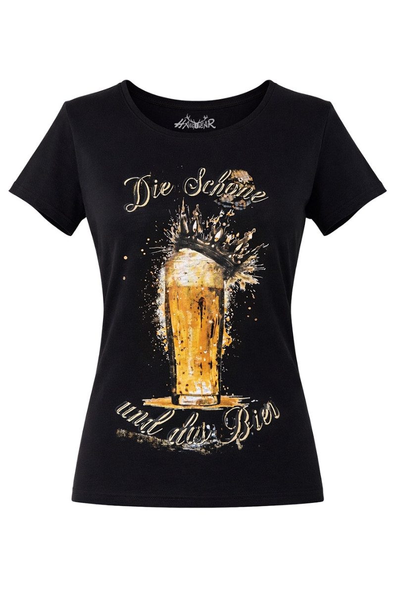 Hangowear Flaschenöffner Trachtenshirt Damen - GERTRUD - schwarz