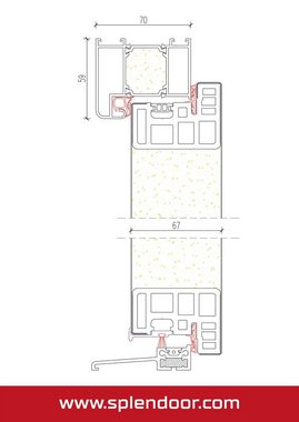 SplenDoor Haustür ZADAR Prime (Set), sehr gut wärmegedämmt und Stabil, mit 3-fach Verglasung, mit Türrahmen