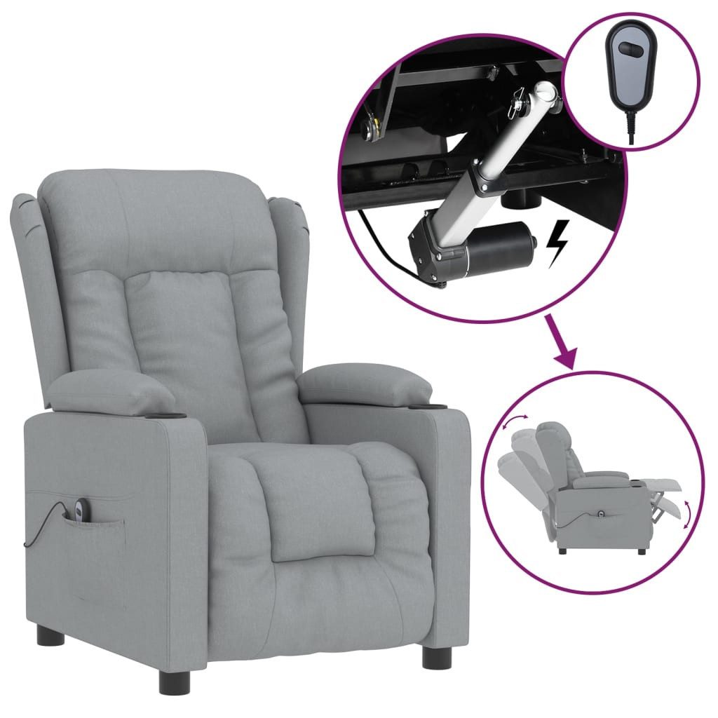 vidaXL Sessel Relaxsessel Elektrisch Hellgrau Stoff günstig online kaufen