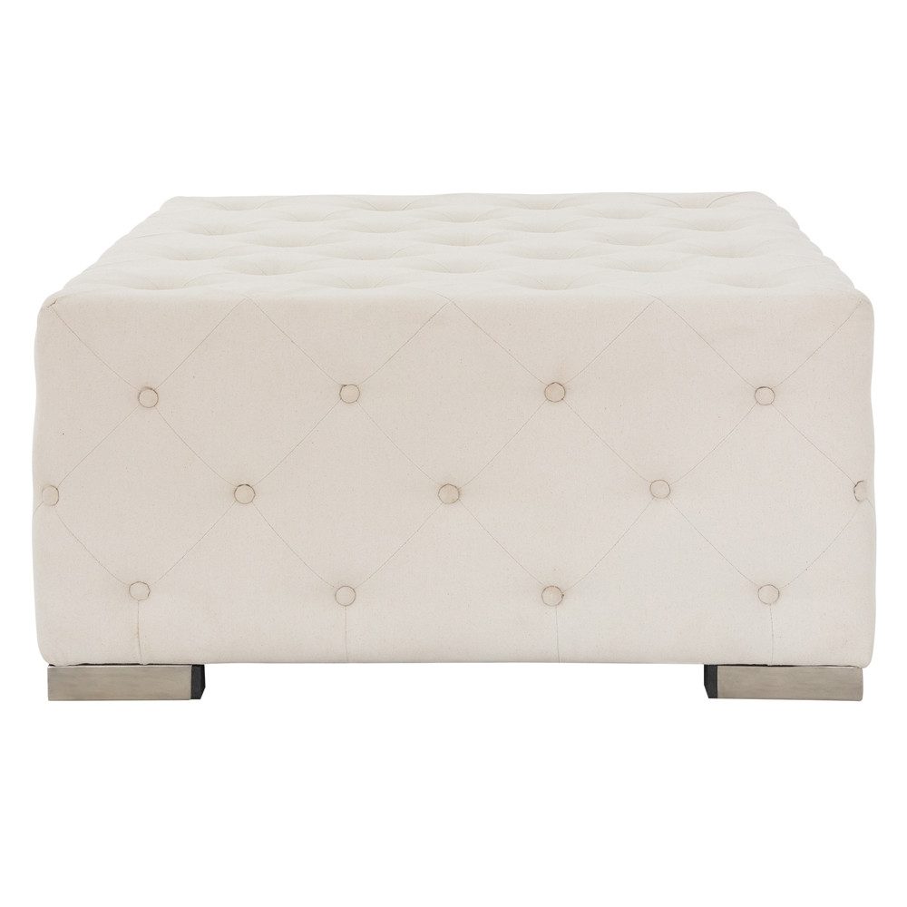 WOMO-DESIGN Pouf Quadratisch Sitzpouf Handgefertigt, Baumwolle Füllung, Creme Vintage Sitzkissen Sitzpuff Sitzhocker Hocker Sitzkissen