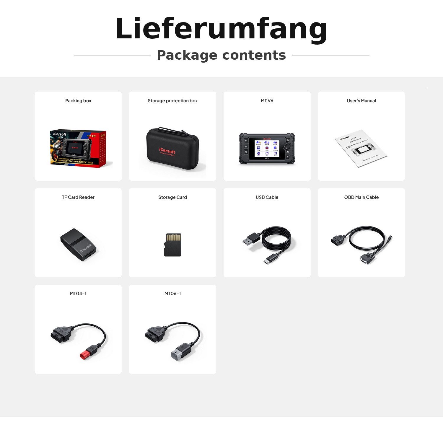 iCarsoft OBD2-Diagnosegerät MT V6 für SUZUKI Motorräder OBD Scanner +Adapter +Updates