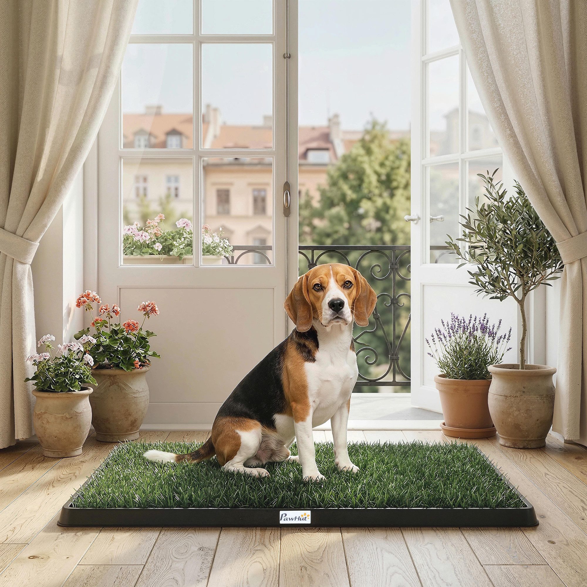 PawHut Hundetoilette Hundeklo mit 2 Kunstrasen waschbar Welpentoilette Welpenklo, für Welpen und Hunde für Balkon Zuhause Wohnung