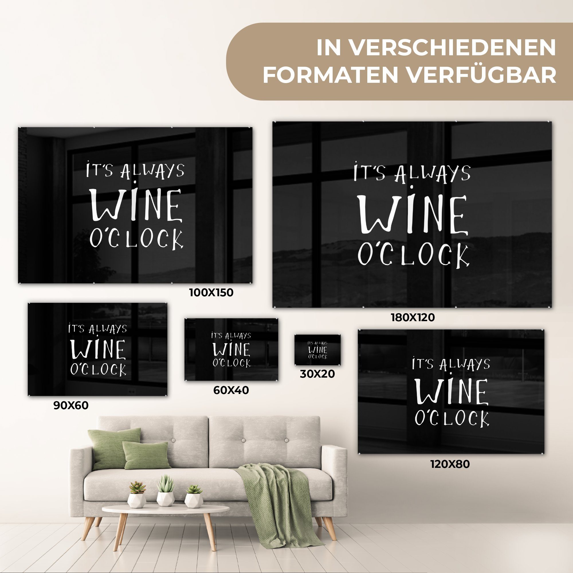 (1 Acrylglasbilder Schlafzimmer - Acrylglasbild - Zitat, Weiß Wohnzimmer - St), & Schwarz MuchoWow Wein