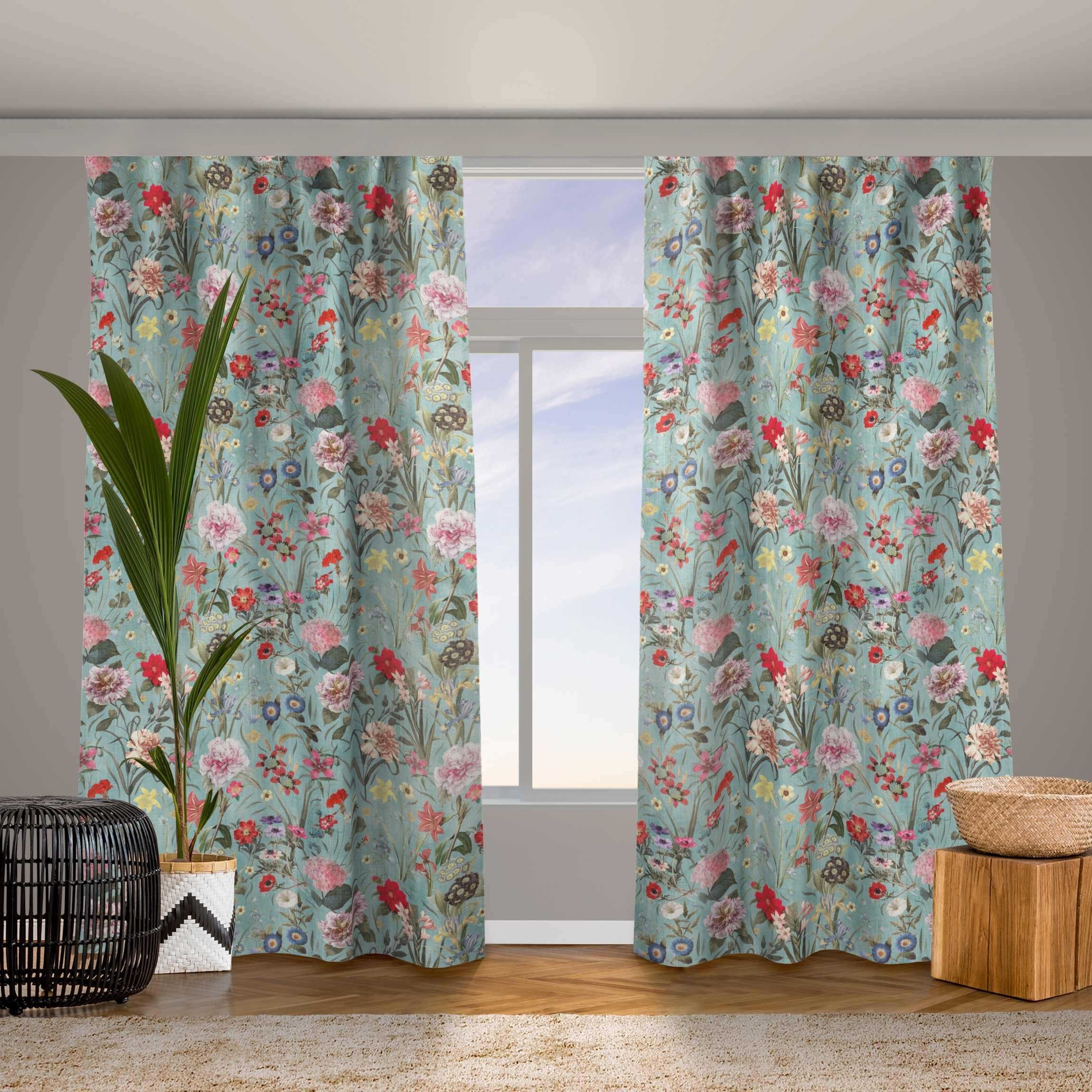 Bilderdepot24 Vorhang Gardine Blumen Natur Muster Wildblumenwiese Türvorhang Raumteiler (2 St), Multifunktionsband, blickdicht, Samt, Schiebegardinen Küche Schl – Bild 3 von 5