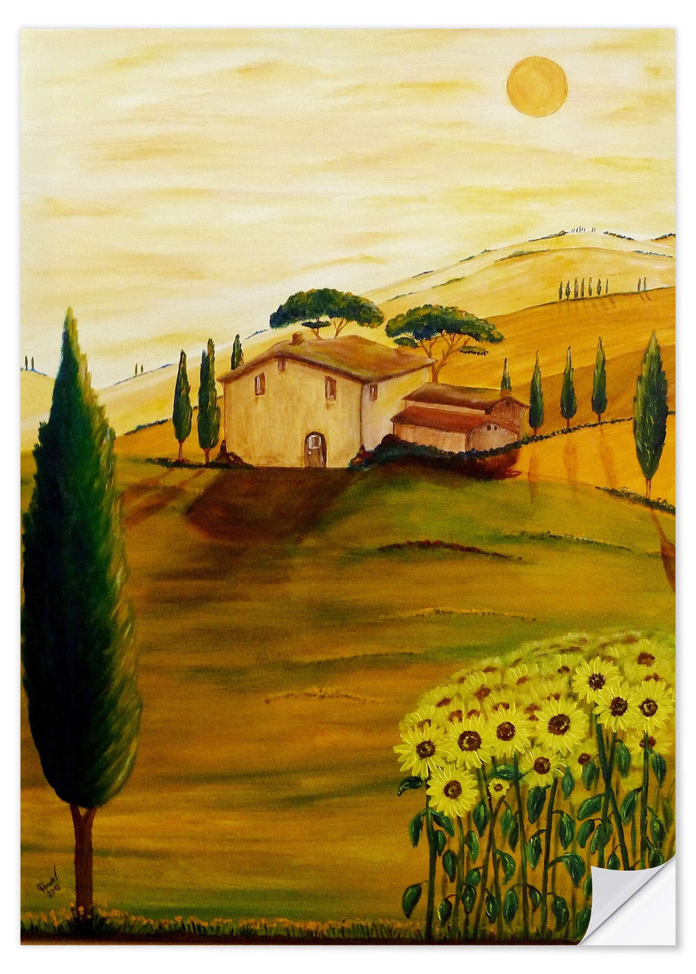 Posterlounge Wandbild Sonnenblumen in der Toskana, Christine Huwer, erhältlich als Poster, Leinwandbild, Wandsticker oder Acrylglasbild