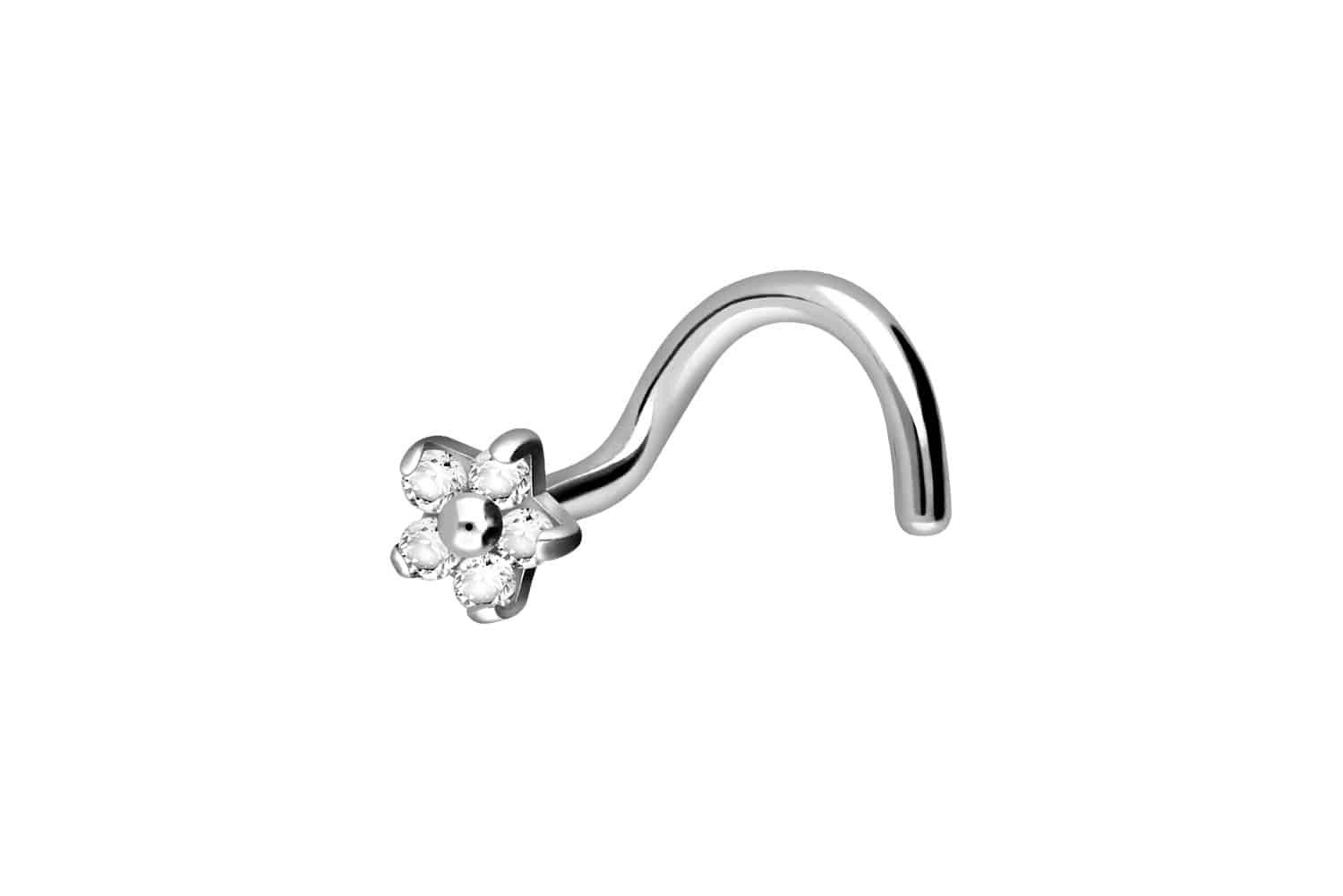 PIERCINGLINE Nasenpiercing Titan Nasenstecker Spirale KRISTALLBLUME (Nasenstecker, 1-tlg)