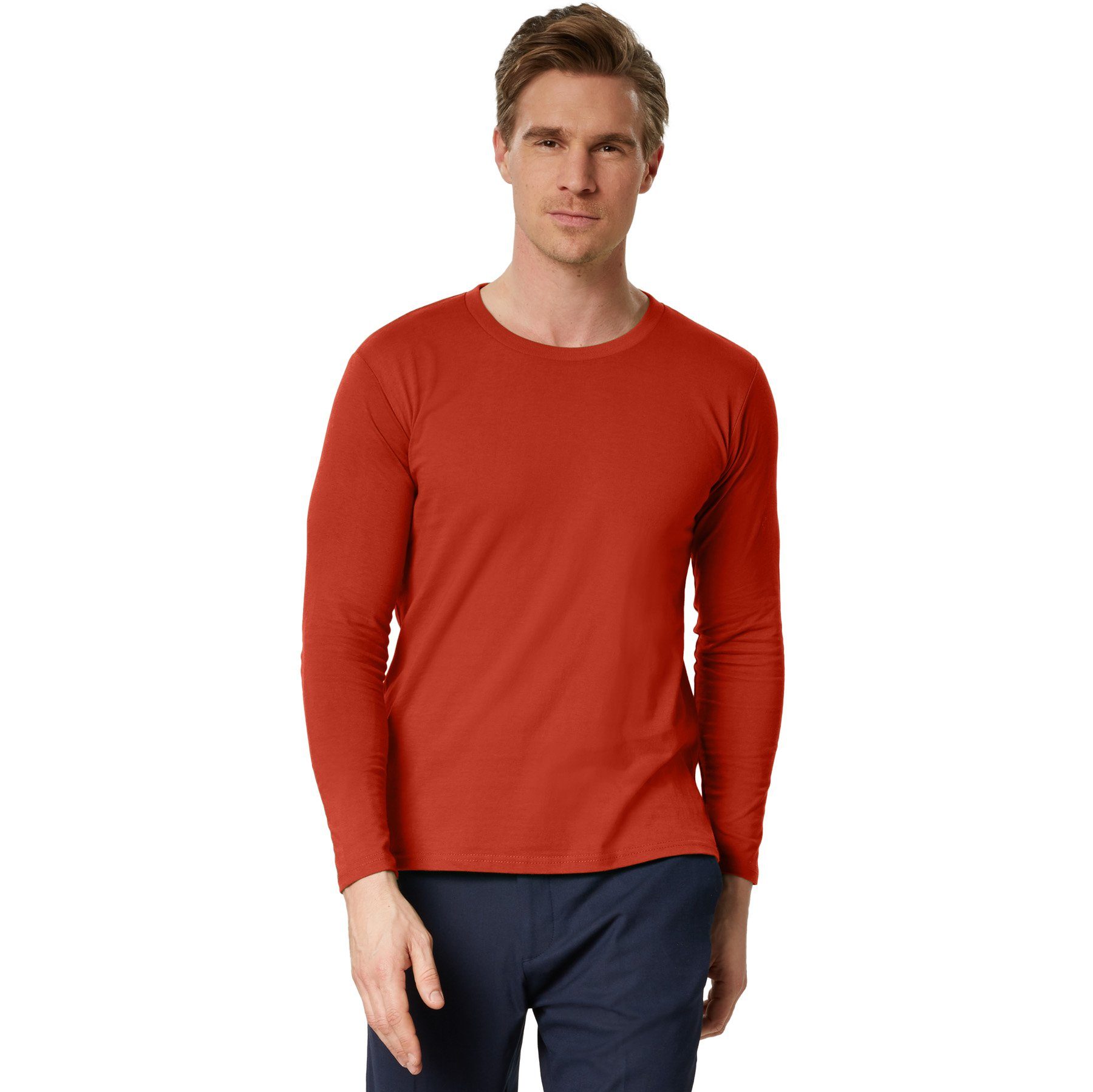 dressforfun Longsleeve Langarm-Shirt Männer Rundhals weinrot