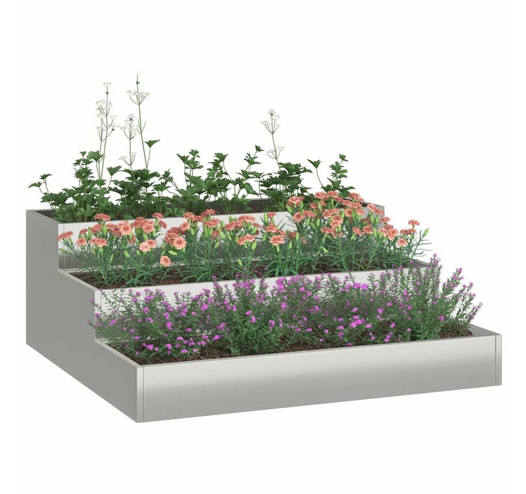 Thumbnail - vidaXL Blumentopf Gartenblumentopf Silber 90 x 90 x 35 cm Verzinkter Stahl (1 St)