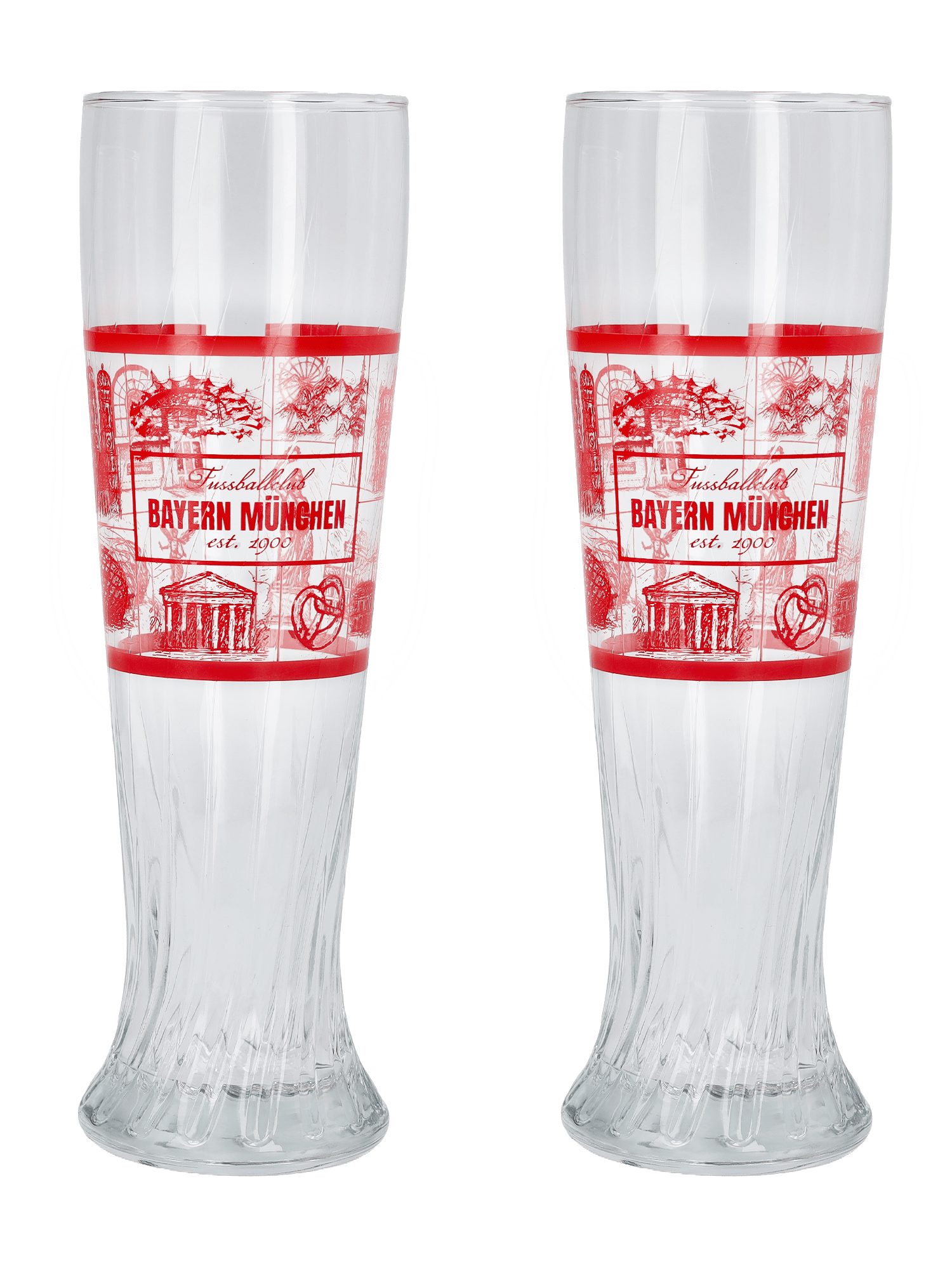 FC Bayern München Gläser-Set FC Bayern München I Weißbierglas 2er-Set München 0,5 l I Durchsichtig, Glas
