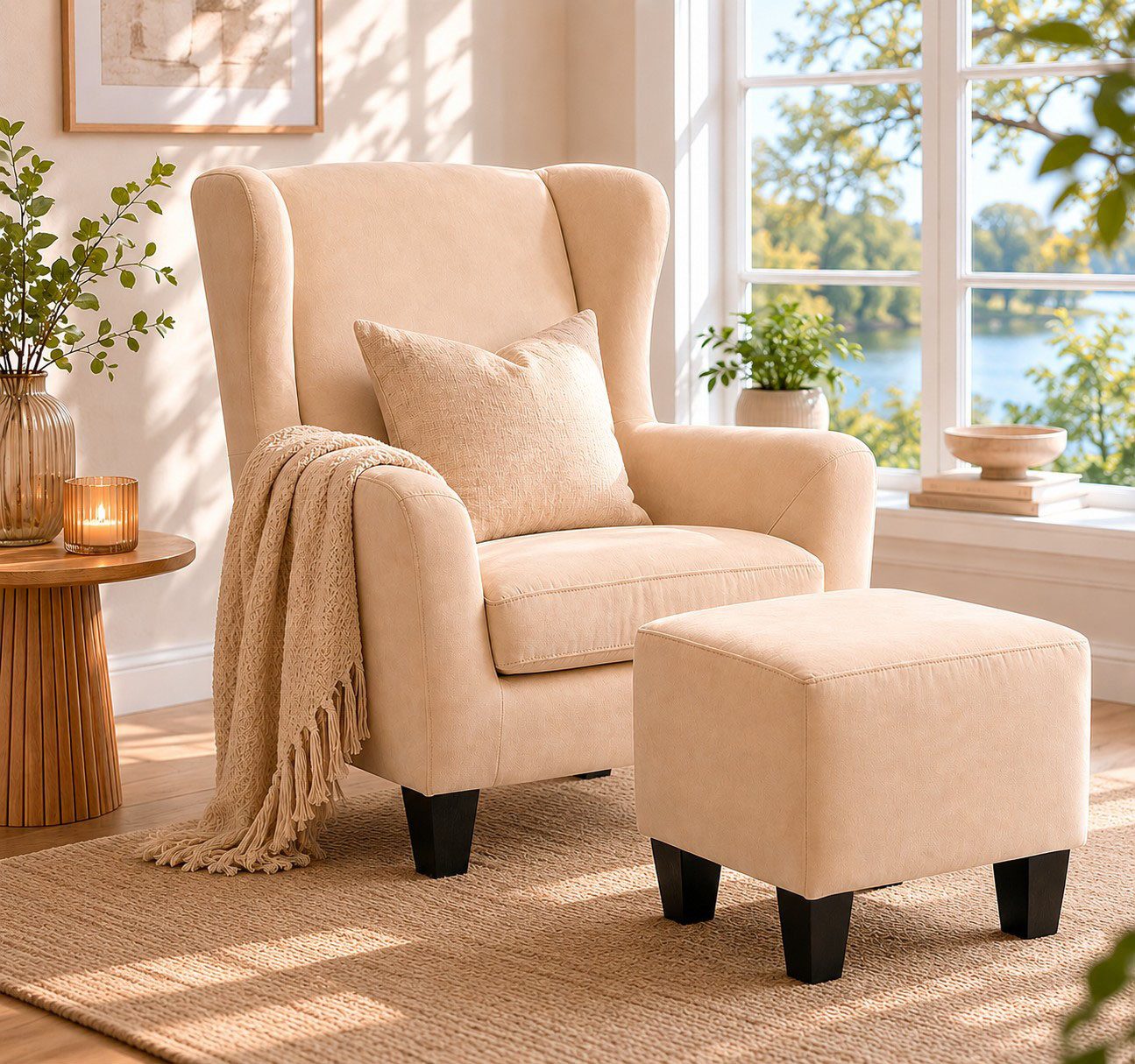 Home affaire Ohrensessel Chilly, Sessel mit Hocker (Set, 2-St., bestehend aus Sessel und Hocker), in Cord und Microfaser-Bezug, Unser Dauertiefpreis