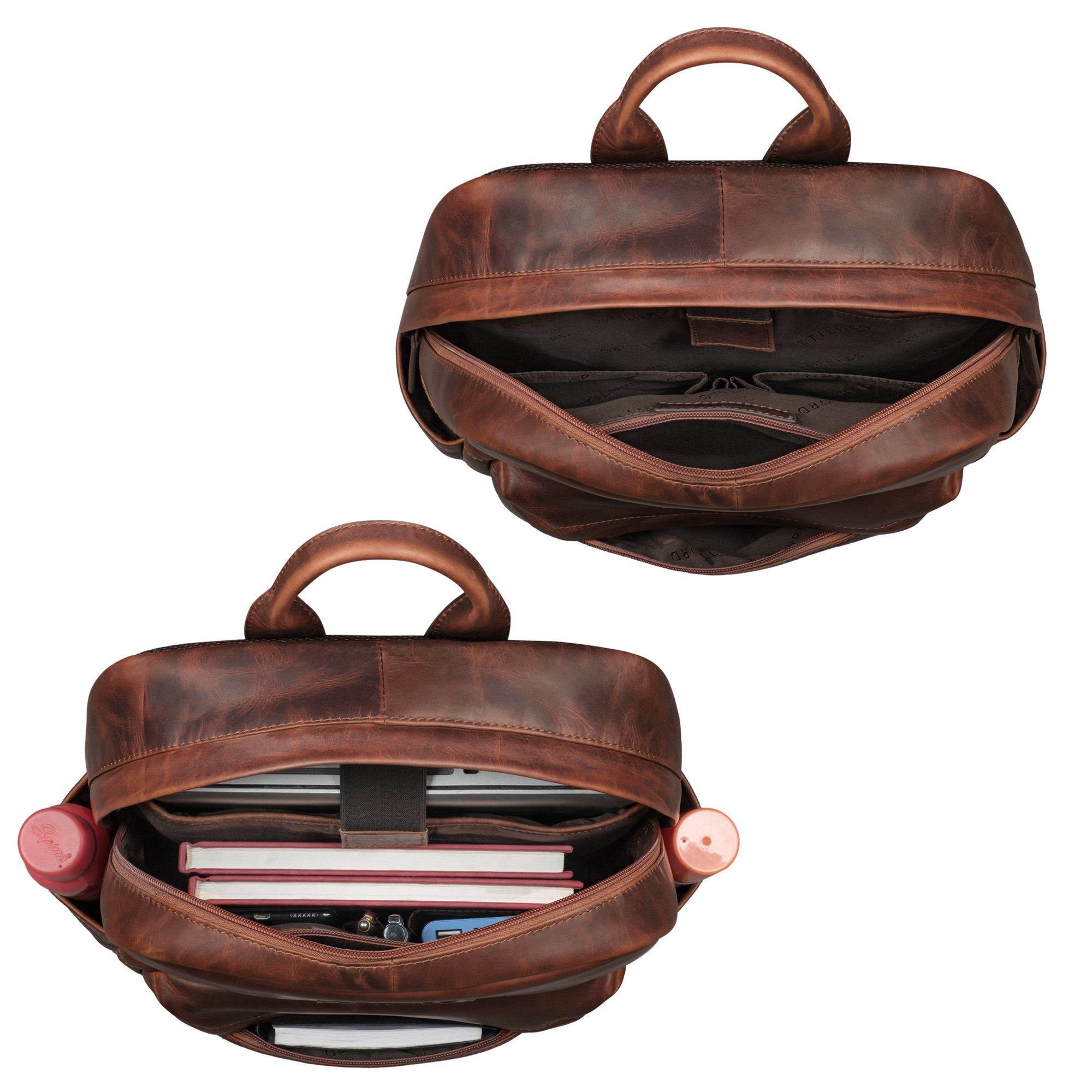 STILORD Notebookrucksack "Alois" Klassischer Laptop Rucksack 15 Zoll Leder