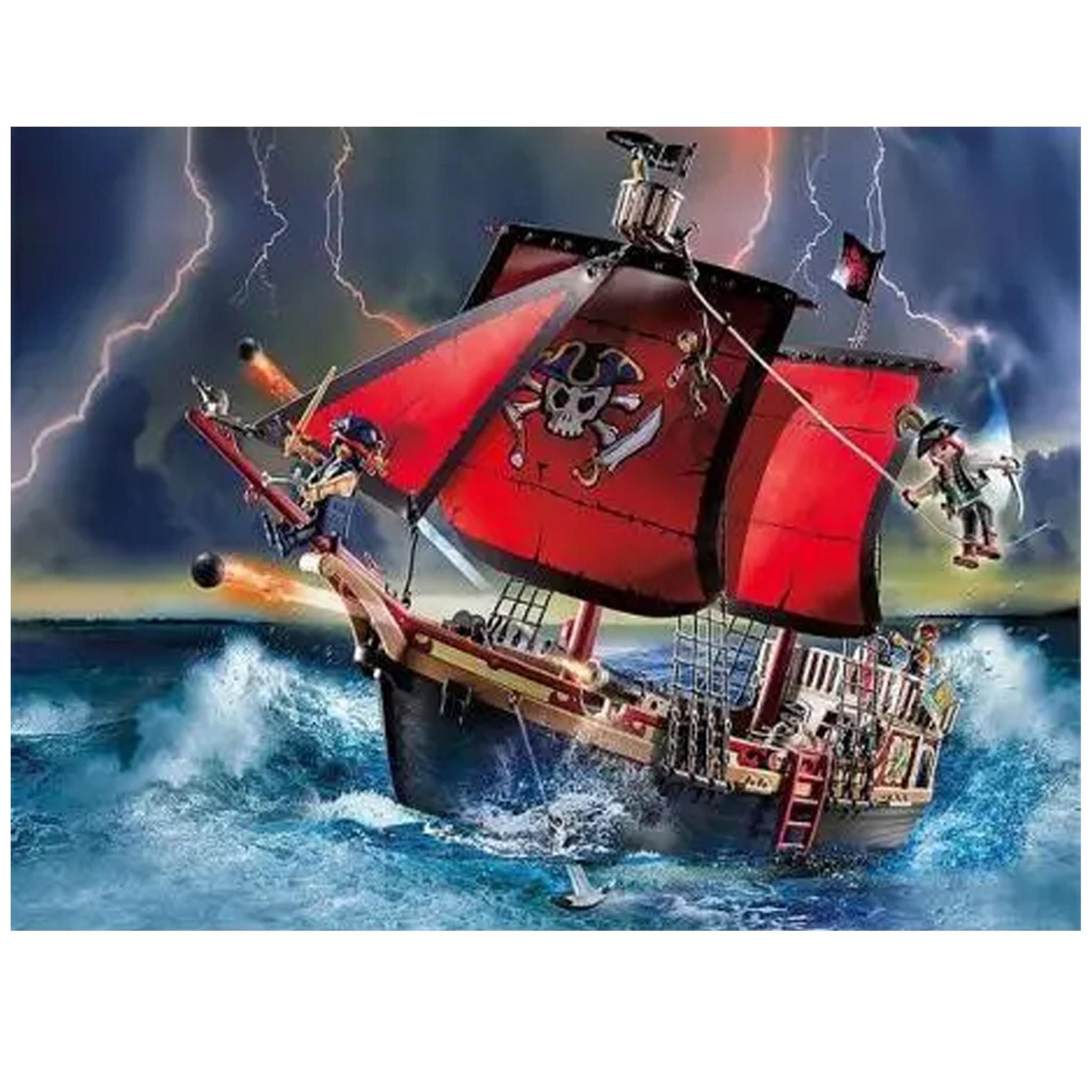 LA CUTE Malen nach Zahlen XL Piratenschiff Malset – Kreatives Malen nach Zahlen Rahmen 40x50cm (Komplettes Malset: Kreatives Malen nach Zahlen mit Rahmen und Farben, Malen nach Zahlen Set: Leinwand 40x50cm, Acrylfarben, Pinsel, Rahmen), Piratenschiff Malset Hochwertige Leinwand 40x50 Acrylfarben & Rahmen