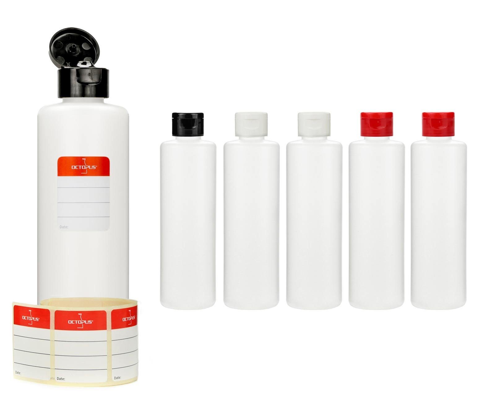 OCTOPUS Kanister 6 Plastikflaschen 250 ml rund aus HDPE, G25, Klappscharnierverschluss, (6 St)