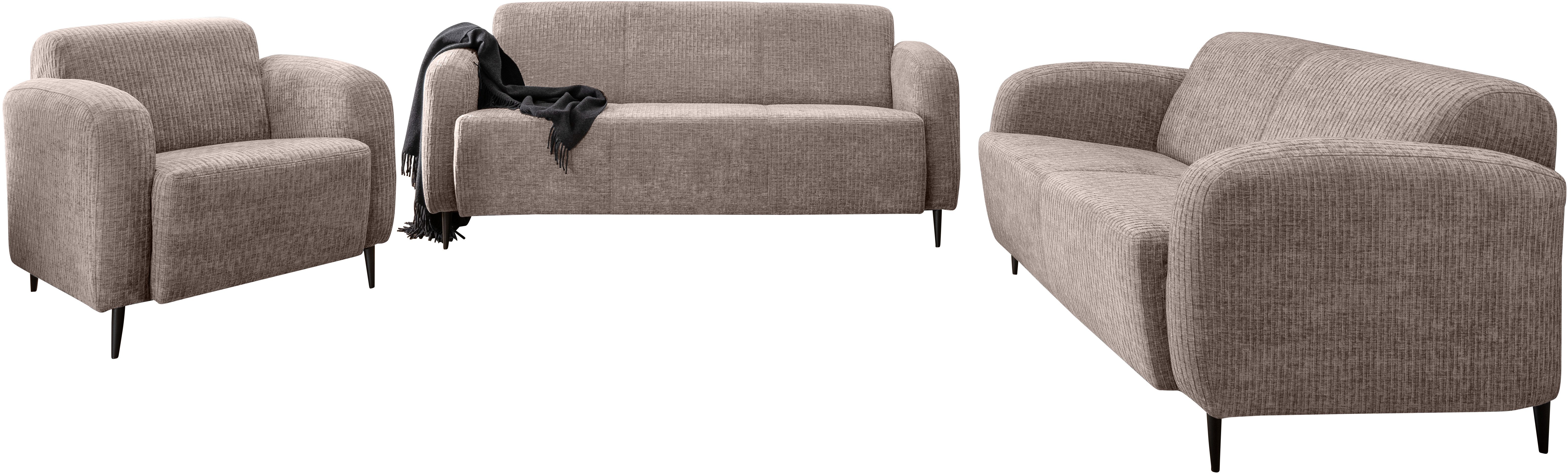 Home affaire Polstergarnitur Marone, (Set, 3-tlg., 3-Sitzer, 2-Sitzer, Sessel), auch einzeln erhältlich