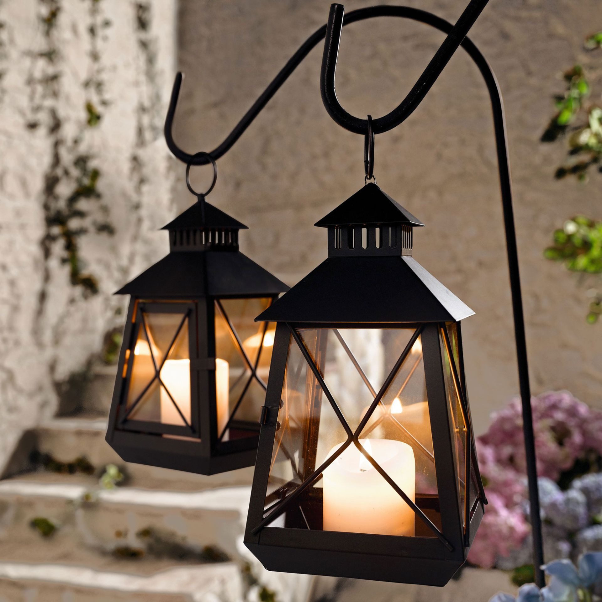 Home-trends24.de Kerzenlaterne Metall Laterne Hängelaterne GartenTerrasse hängend konisch dunkelbraun