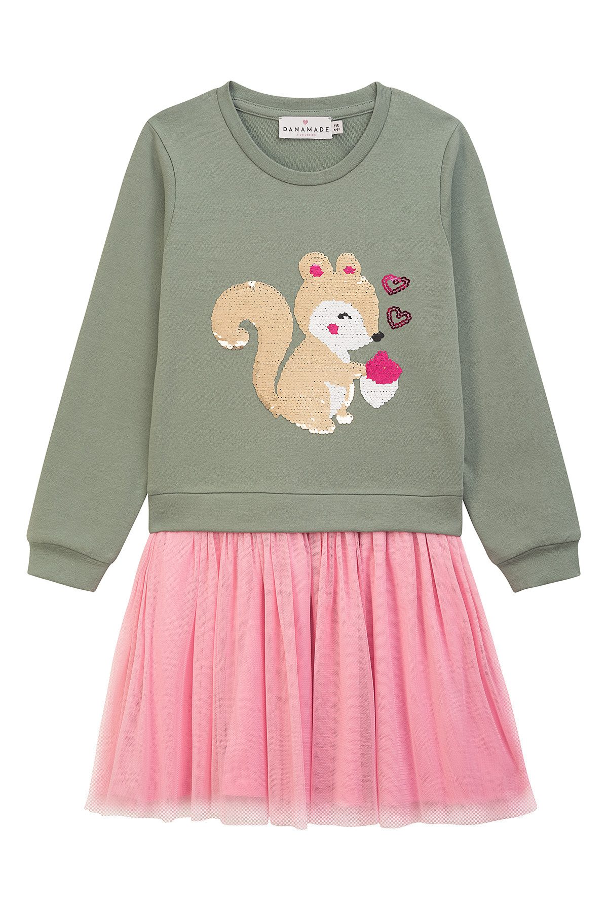 DANAMADE Sweatkleid DERLE (1-tlg) Mädchenkleid DERLE in Salbei und Rosa