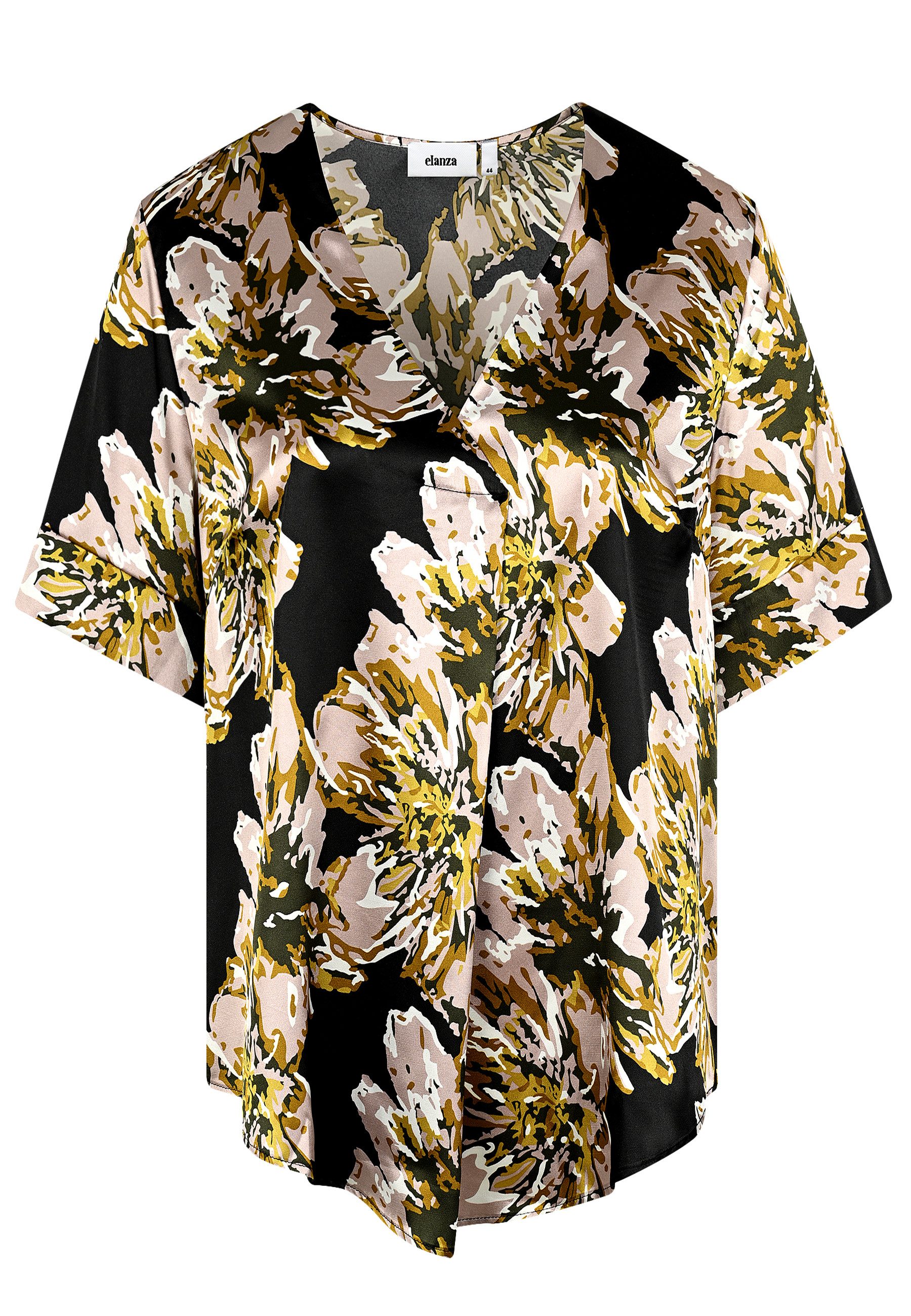elanza T-Shirt Satin-Shirt mit Blüten-Print in günstig online kaufen