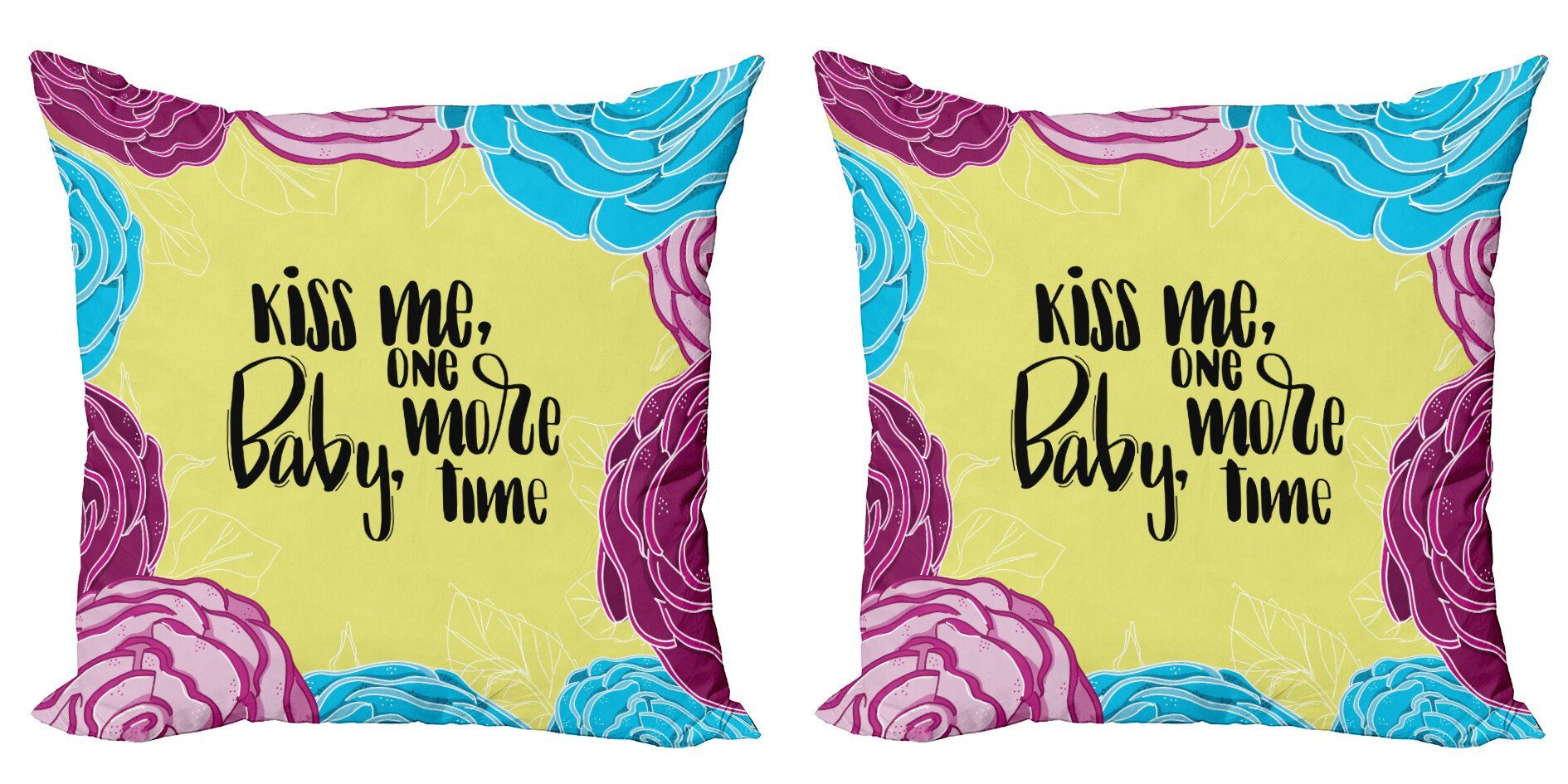 Kissenbezüge Modern Accent Doppelseitiger Digitaldruck, Abakuhaus (2 Stück), Küss mich Romantischer Blumen-Entwurf