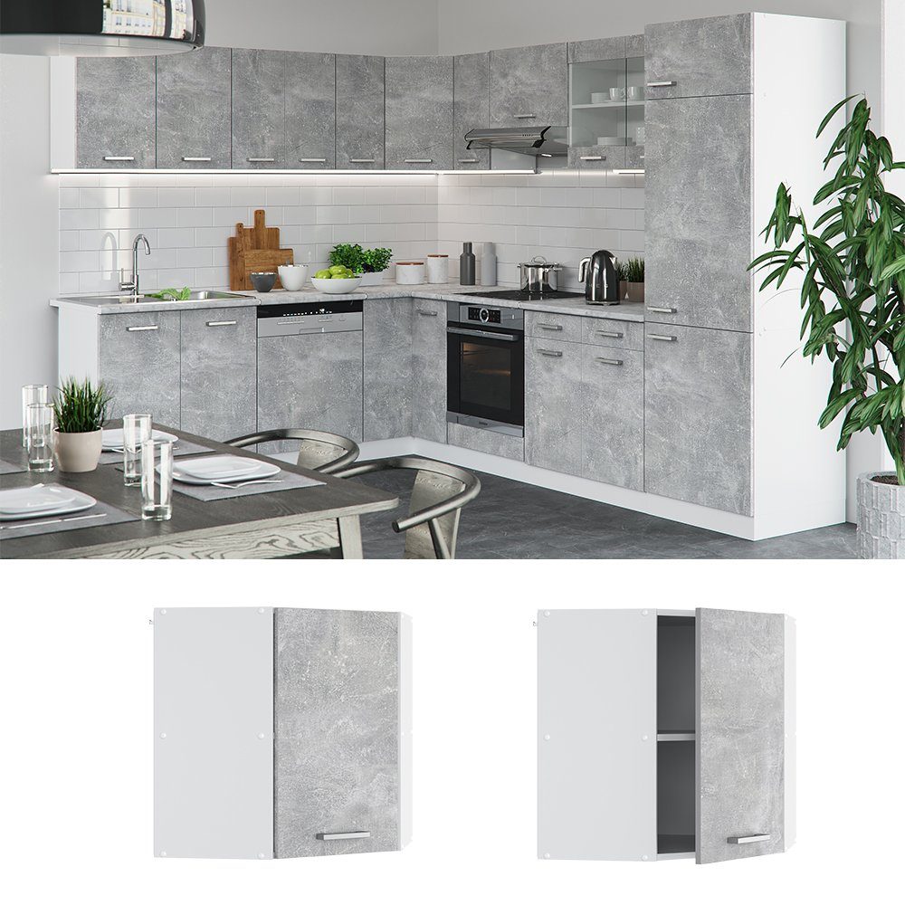 Vicco Eckhängeschrank R-Line, Beton/Weiß, 57 cm günstig online kaufen