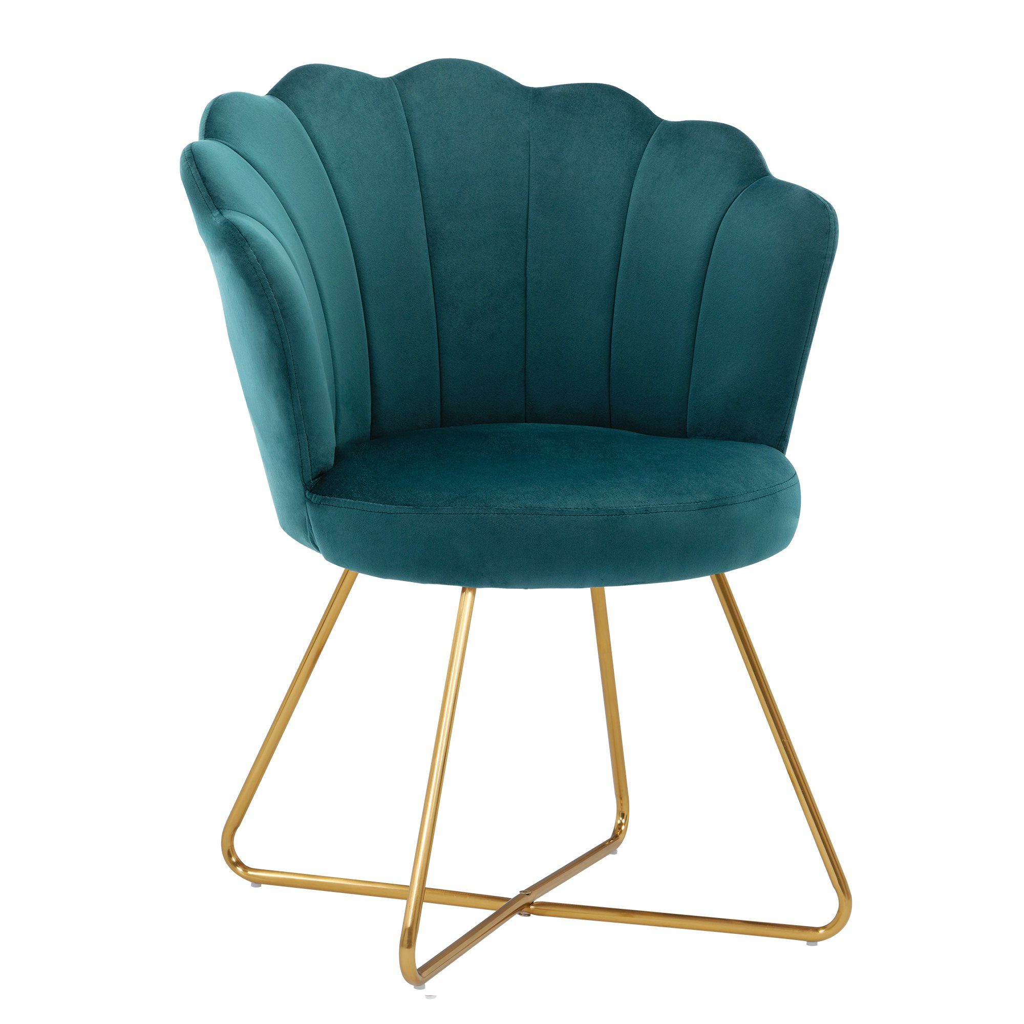 Duhome Loungesessel (8057), Schminkstuhl Wohnzimmerstuhl aus Samt, Polsterstuhl mit Metallgestell