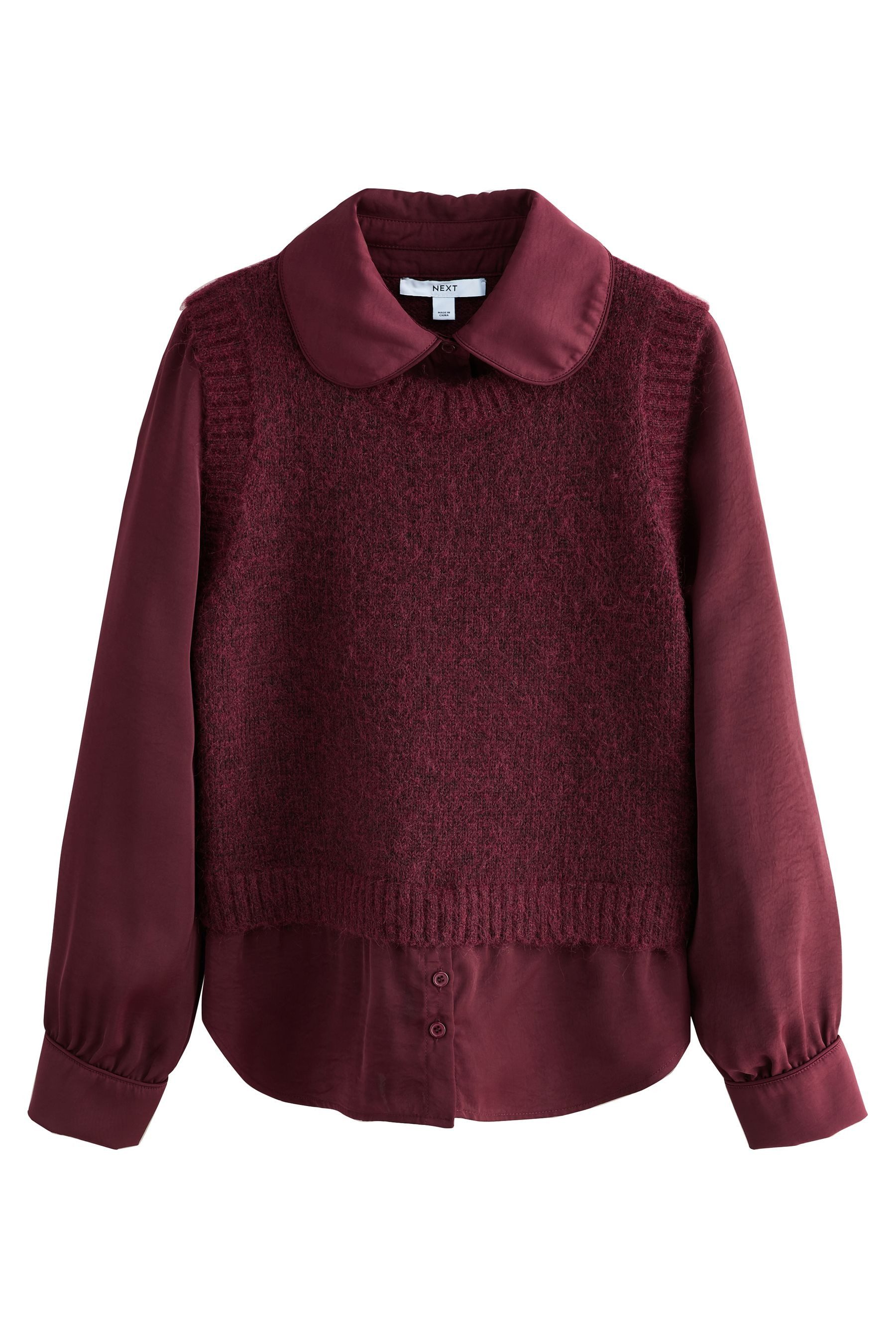 Next Pullunder Strick-Tanktop mit Satin-Hemdlage (1-tlg) günstig online kaufen