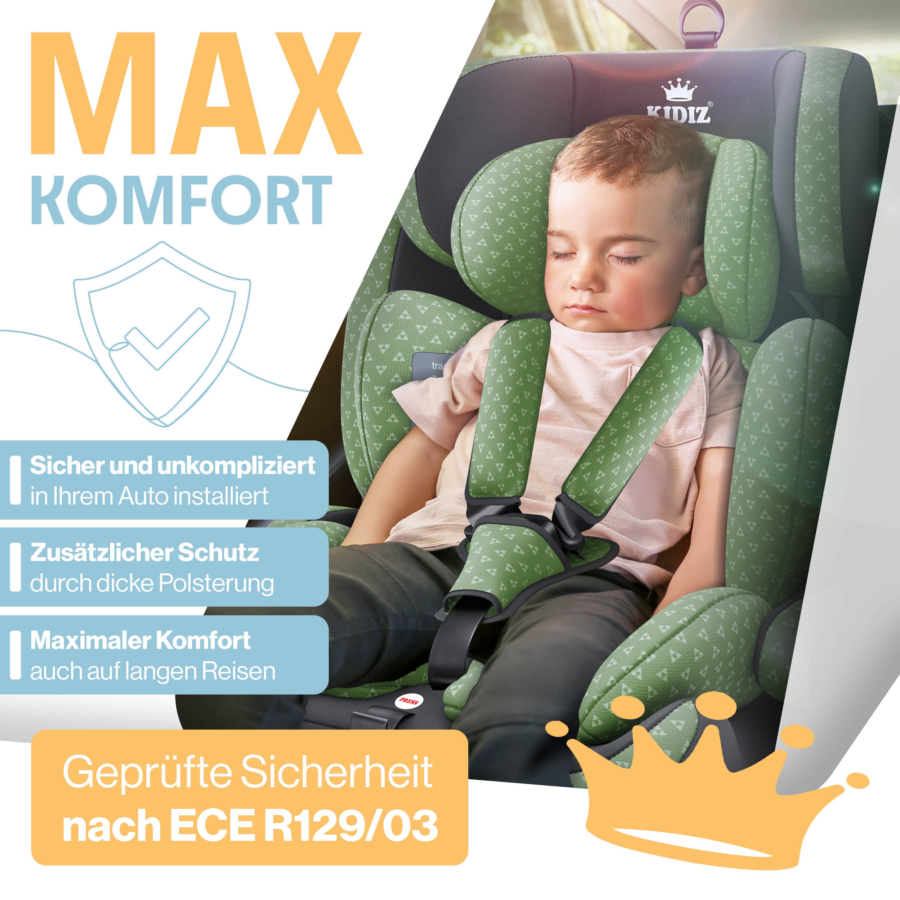 KIDIZ Autokindersitz, Kinderautositz Isofix 1-12 Jahre, Mitwachsend, Gruppe 1+2+3, 9-36 kg