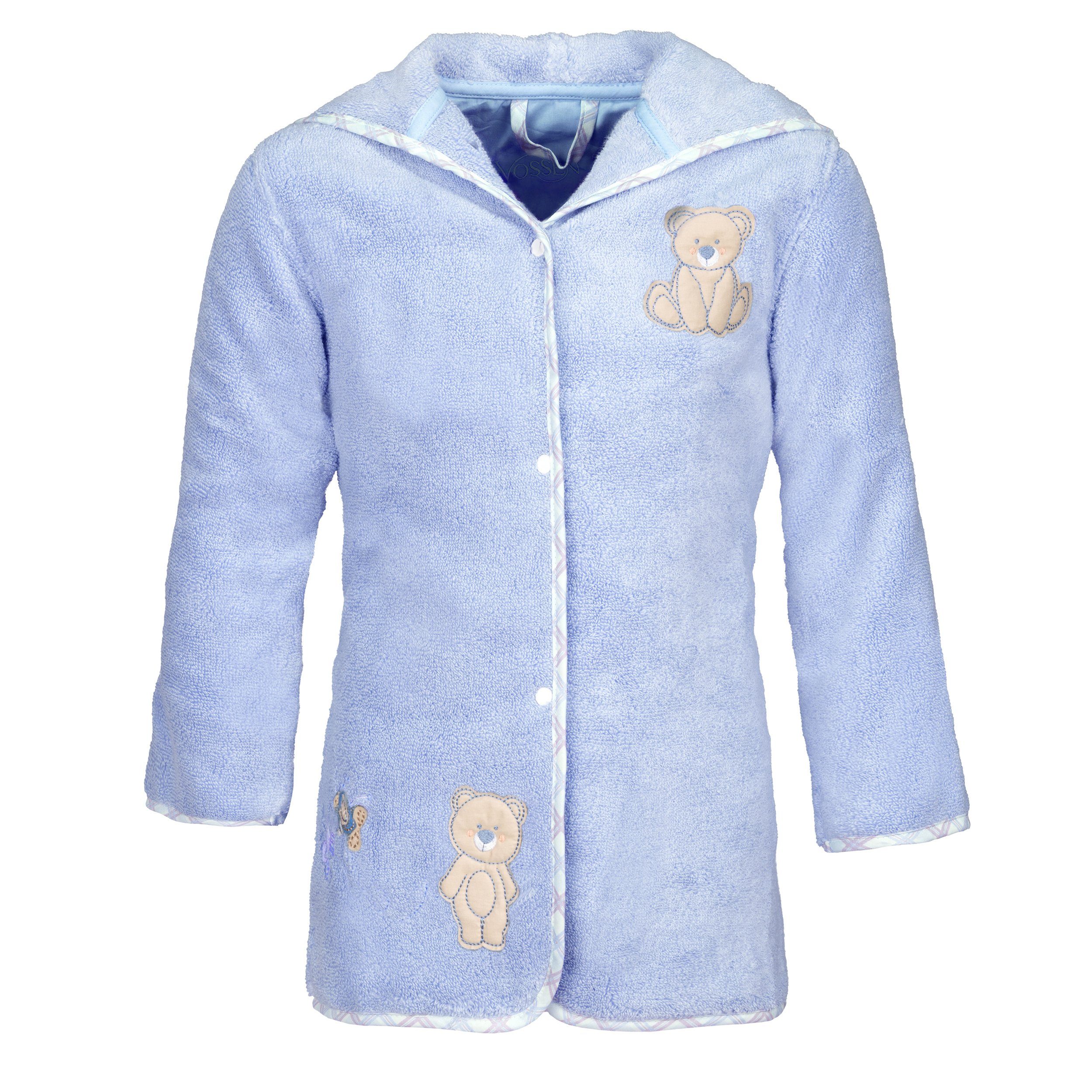 Vossen Kinderbademantel Teddy, Baumwolle, Kapuze, Knöpfe, Baby Bademantel onesize Kapuze Druckknöpfe Stickerei Frottee