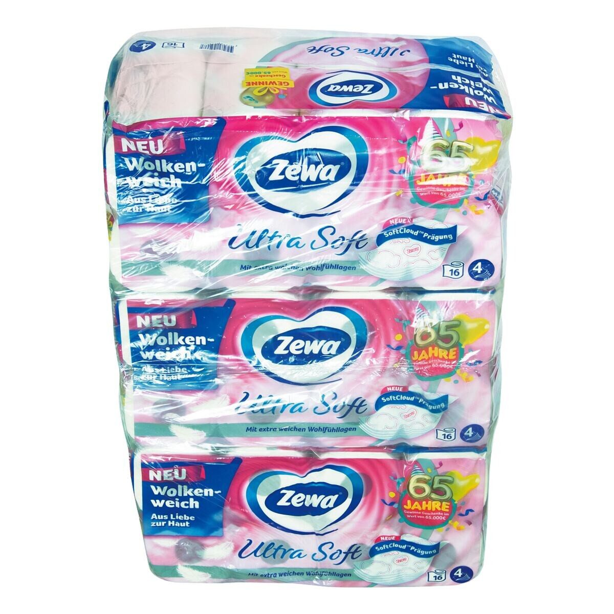 ZEWA Toilettenpapier Ultra Soft (48-St), 4-lagig, mit Strohanteil und Prägung, 150 Blatt/Rolle