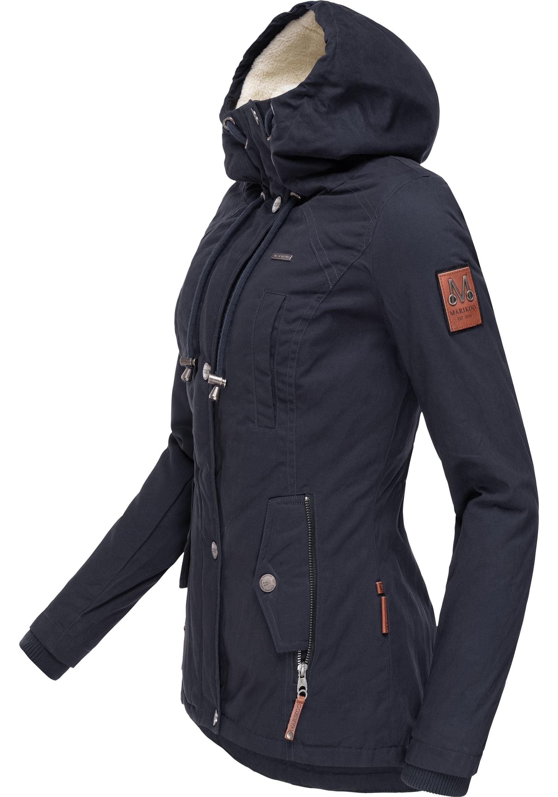 Marikoo Winterjacke Bikoo sportliche Damen Outdoor Baumwolljacke mit Kapuze