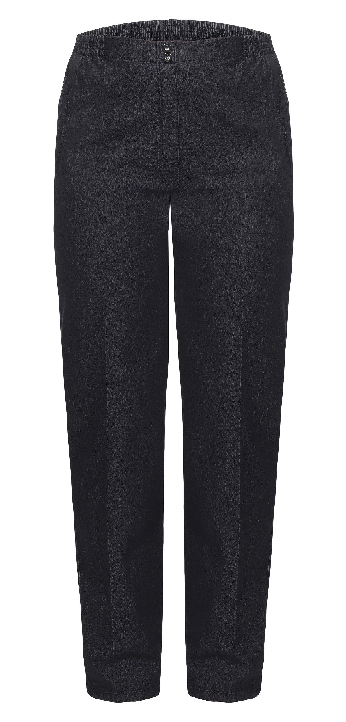 Aurela Damenmode Straight-Jeans Stretch Jeans Damen Schlupfhose Kurzgröße Jeanshose Denim mit Gummizug, Größe 36 bis 54