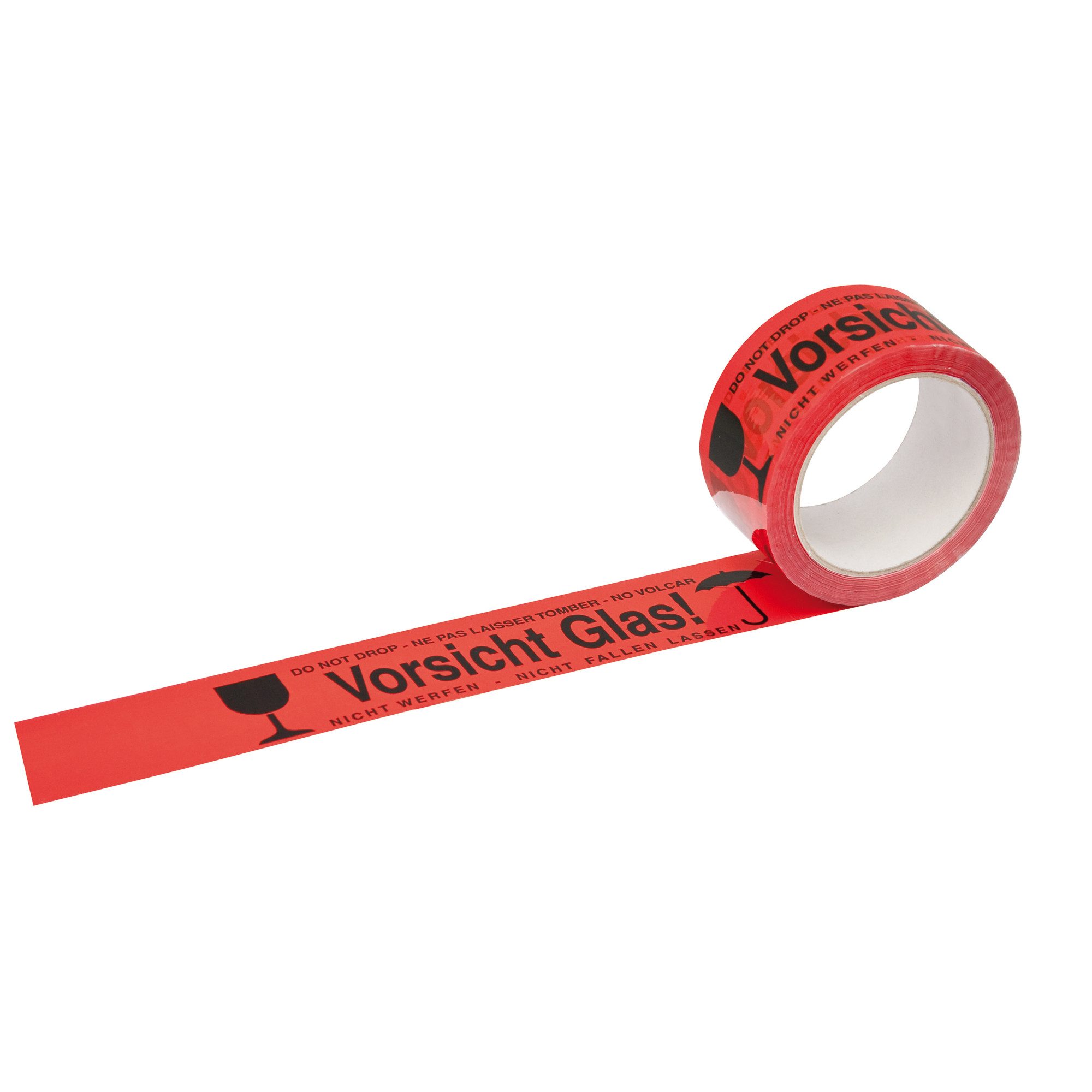 Soennecken Paket-Klebeband Signalklebeband Vorsicht Glas Bruchgefahr 50mmx66m (6 Stück)
