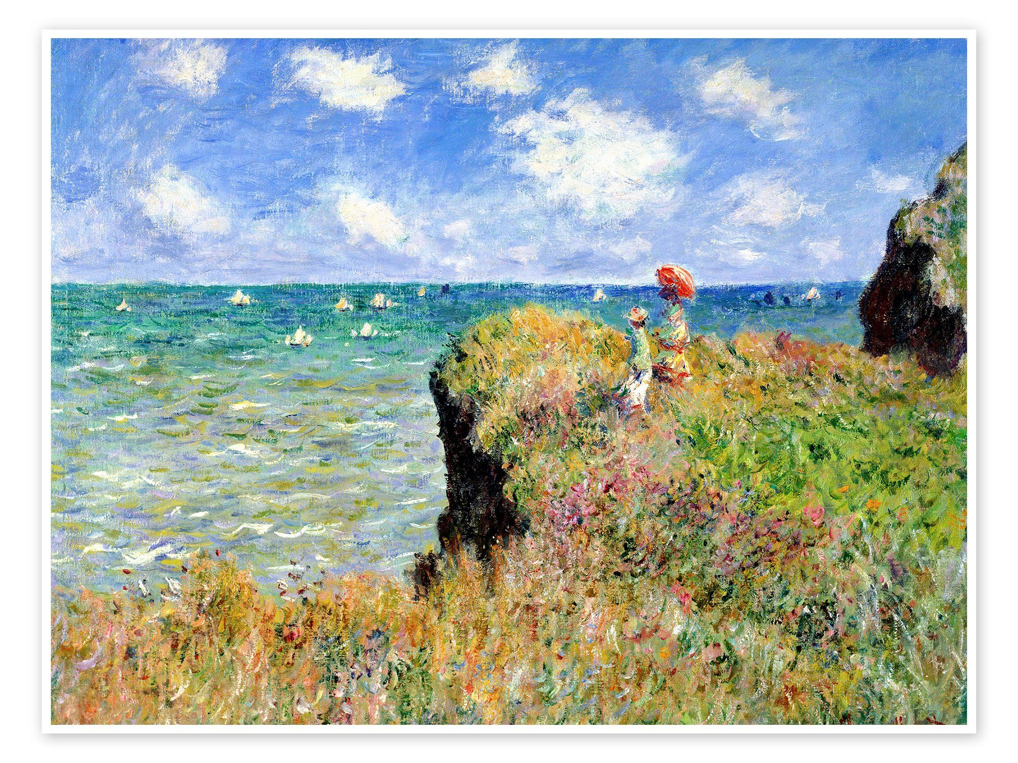 Posterlounge Poster Claude Monet, Klippenweg bei Pourville, Wohnzimmer Malerei
