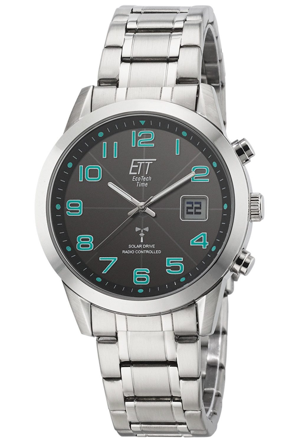 ETT Solaruhr Herrenuhr Funk-Solar Basic Stahl/Schwarz günstig online kaufen