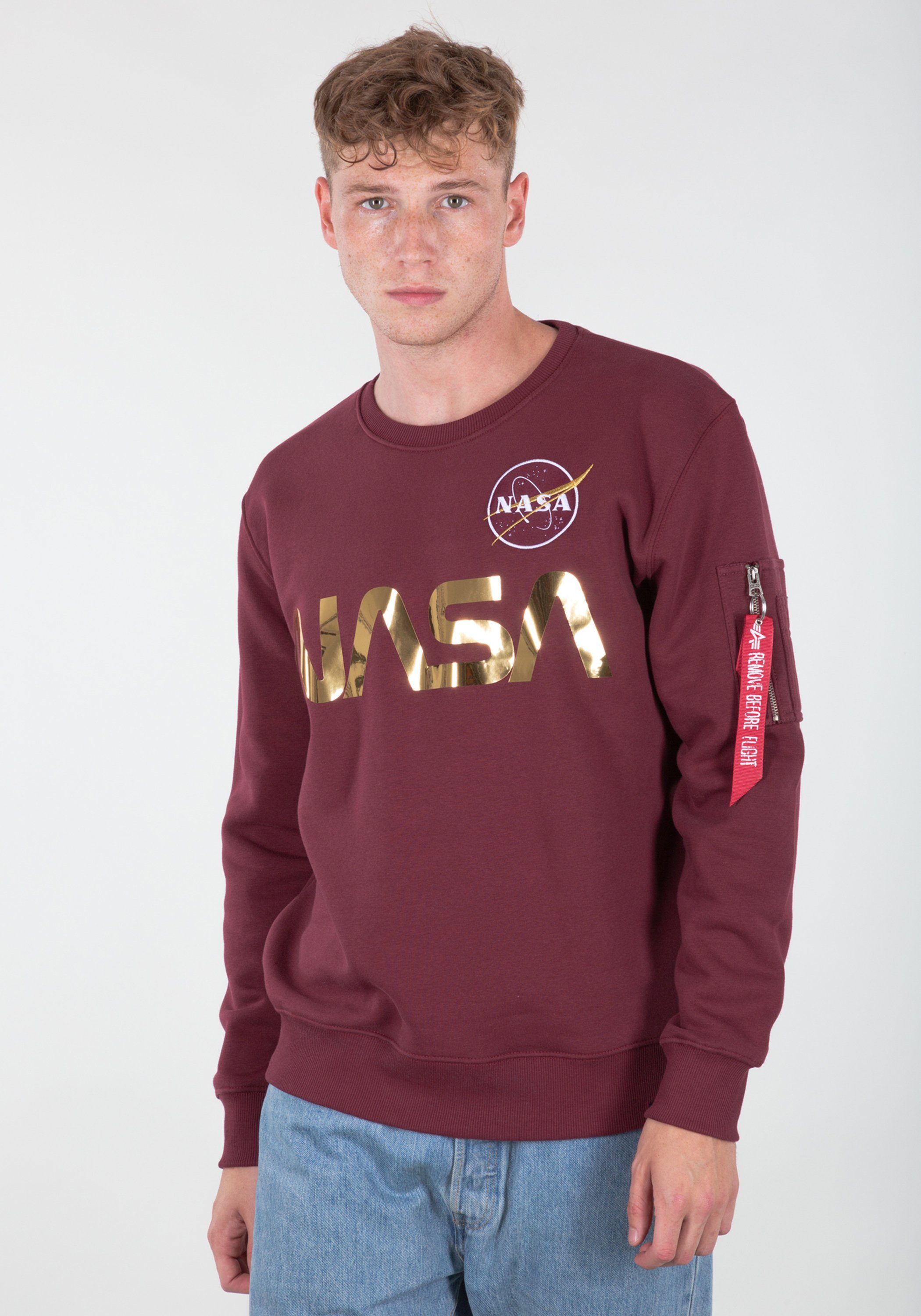 burgundy/gold Alpha NASA Reflective Sweatshirts Sweater Industries Industries - Sweater Men Alpha